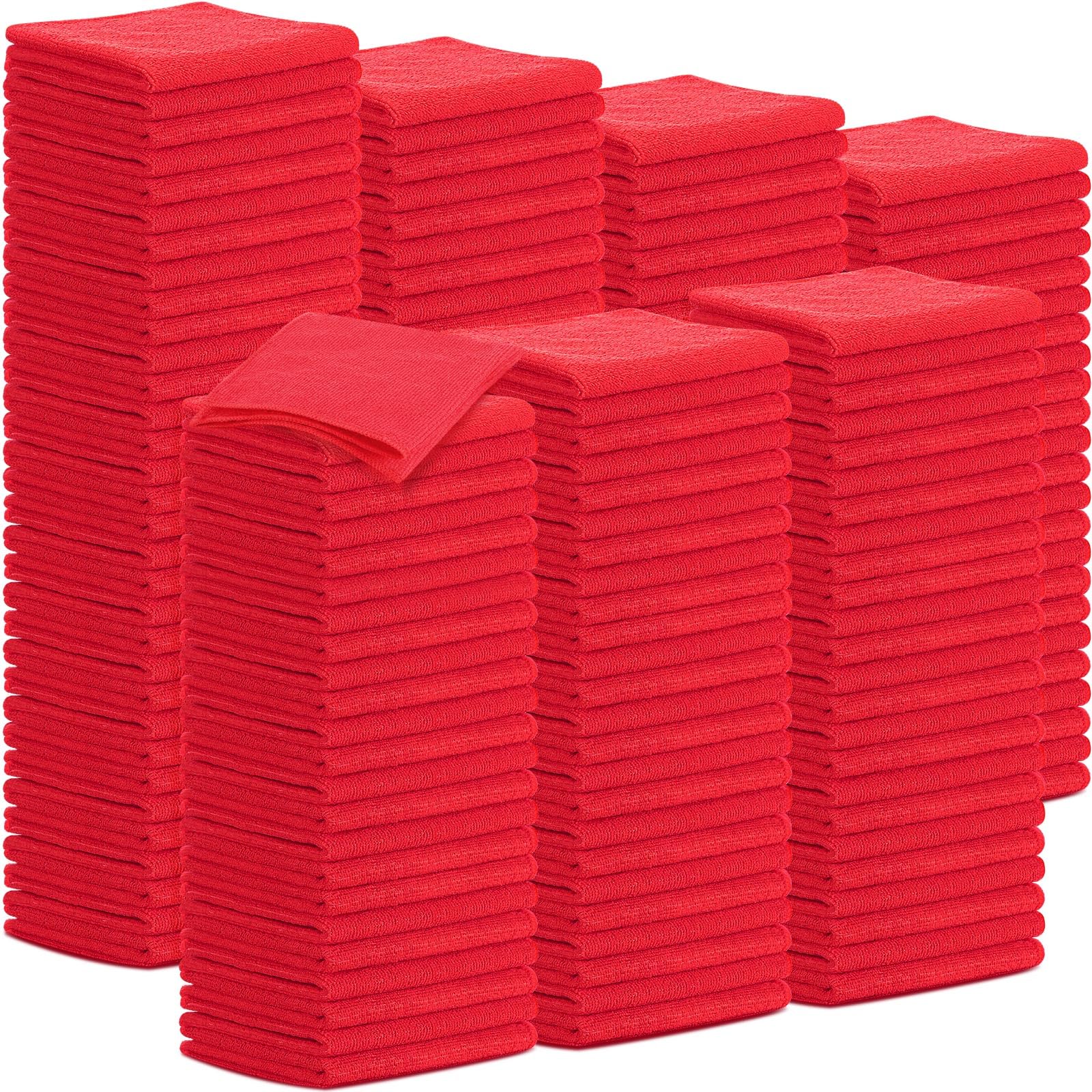 100 Pack 12'' x 12'' Microfiber Cleaning Cloths Reusable Cleaning Rags Bulk Microfiber Towels Softer Highly Absorbent Washcloths for House Kitchen Car Window