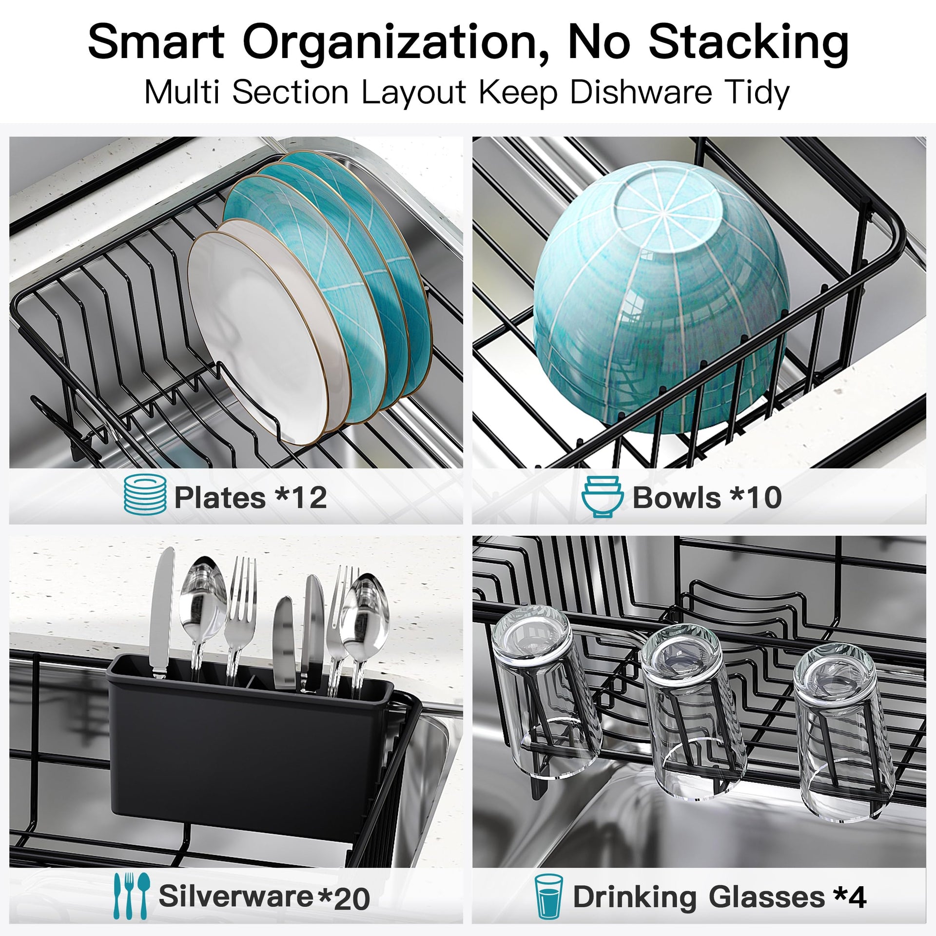 Black Dish Drying Rack in Sink