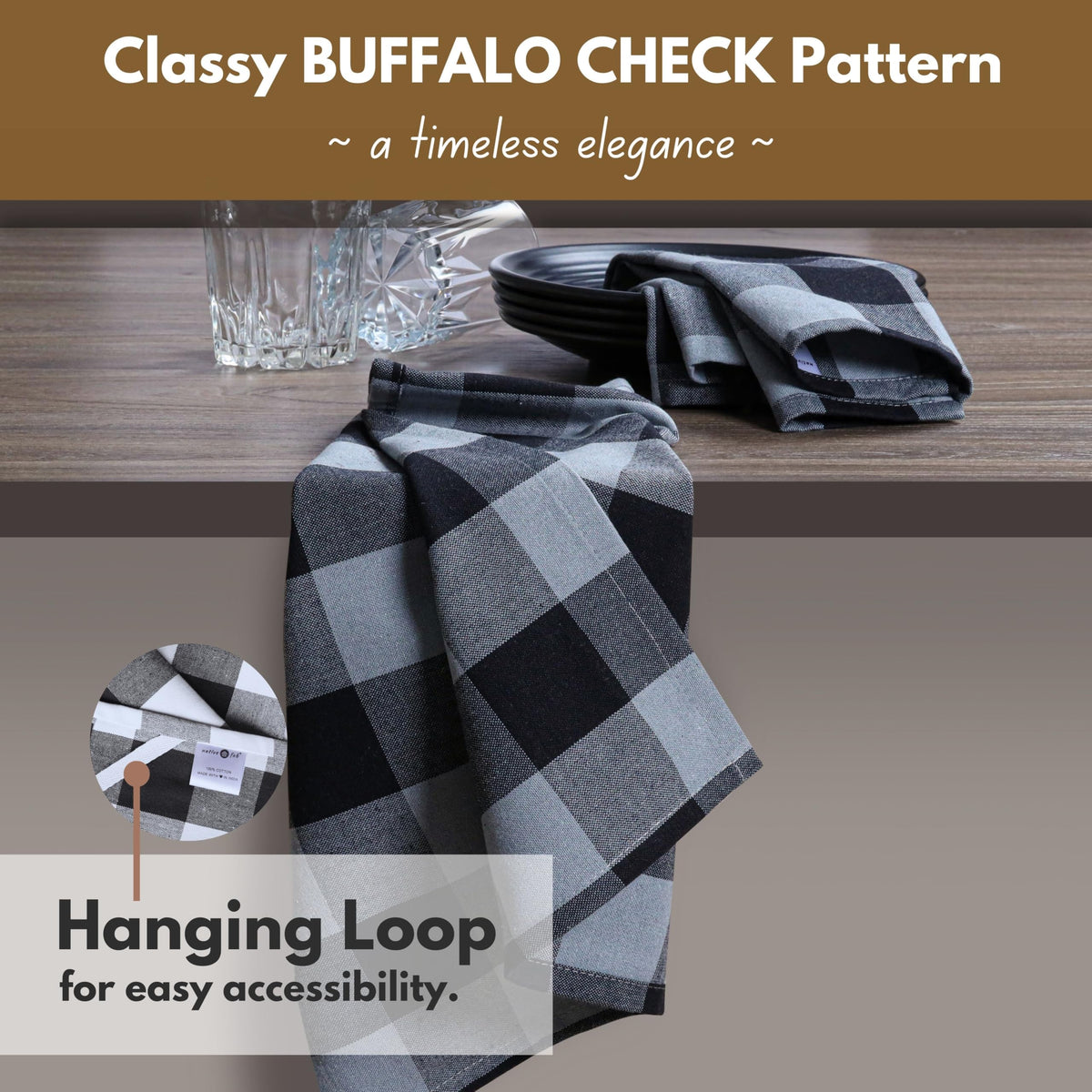 6 Pack Buffalo Check Kitchen Dish Towels (6 Count)
