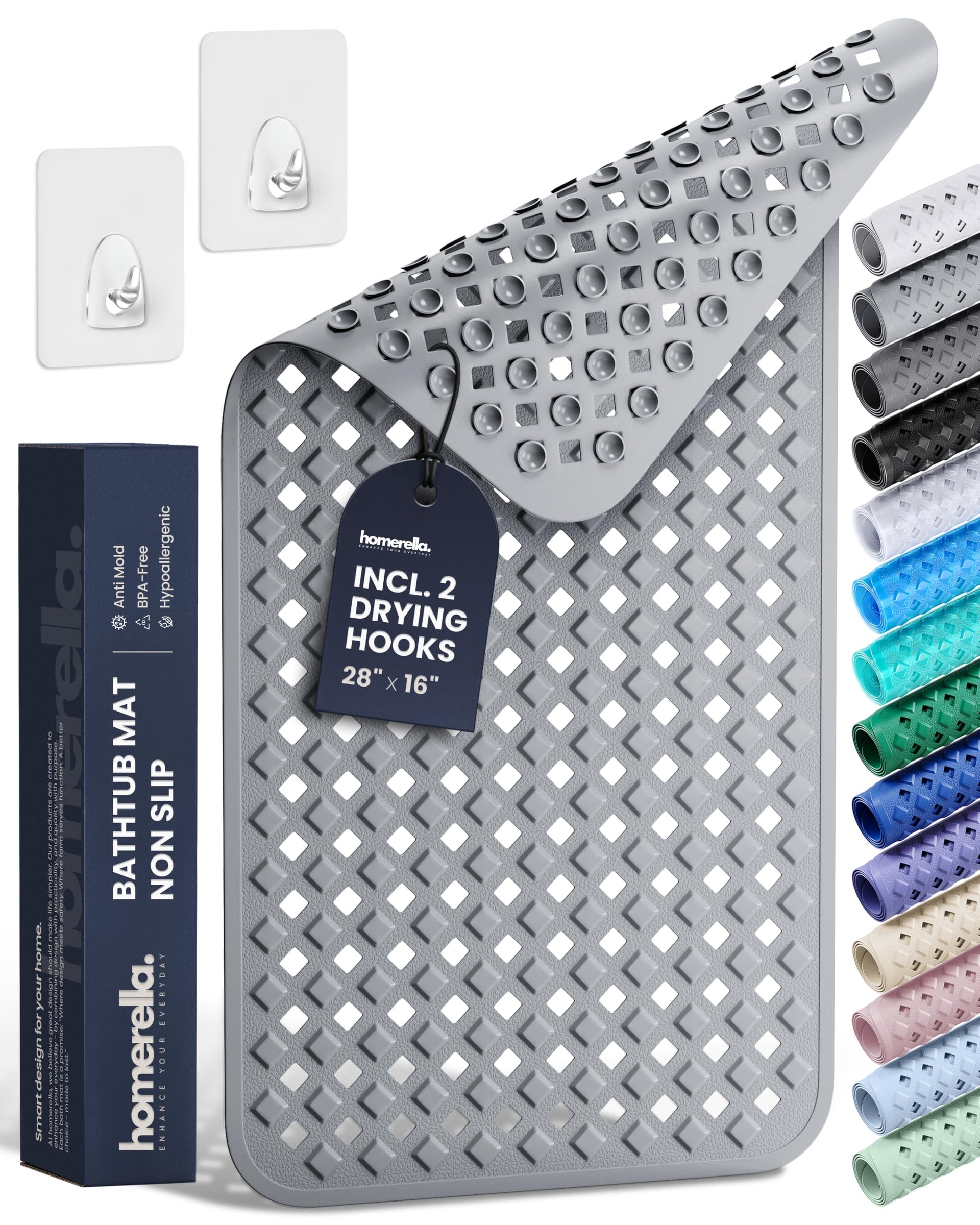 Bathtub Mat Non Slip 28x16 Shower Mat Non Slip Anti Mold BPA Free