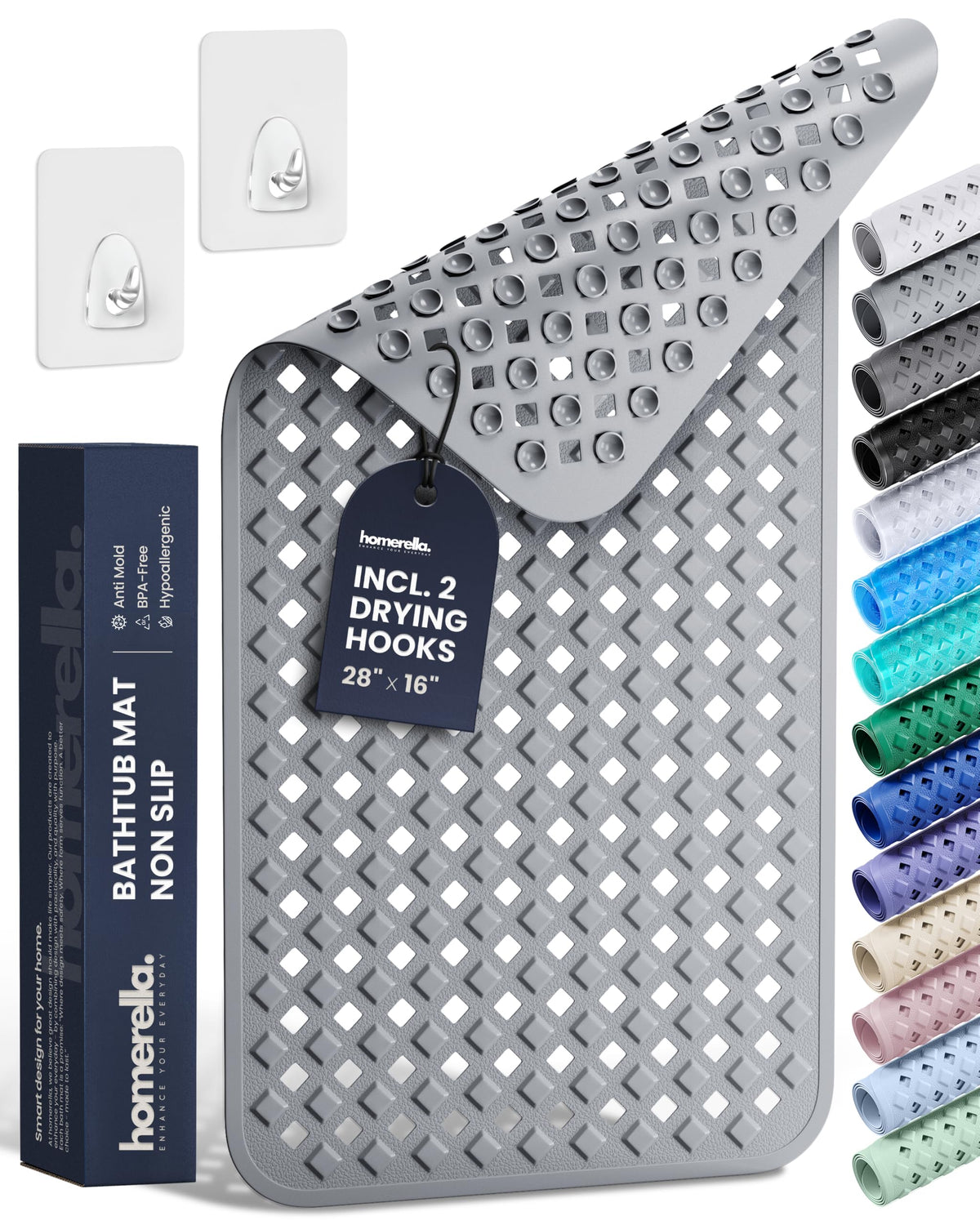 Bathtub Mat Non Slip 28x16 Shower Mat Non Slip Anti Mold BPA Free