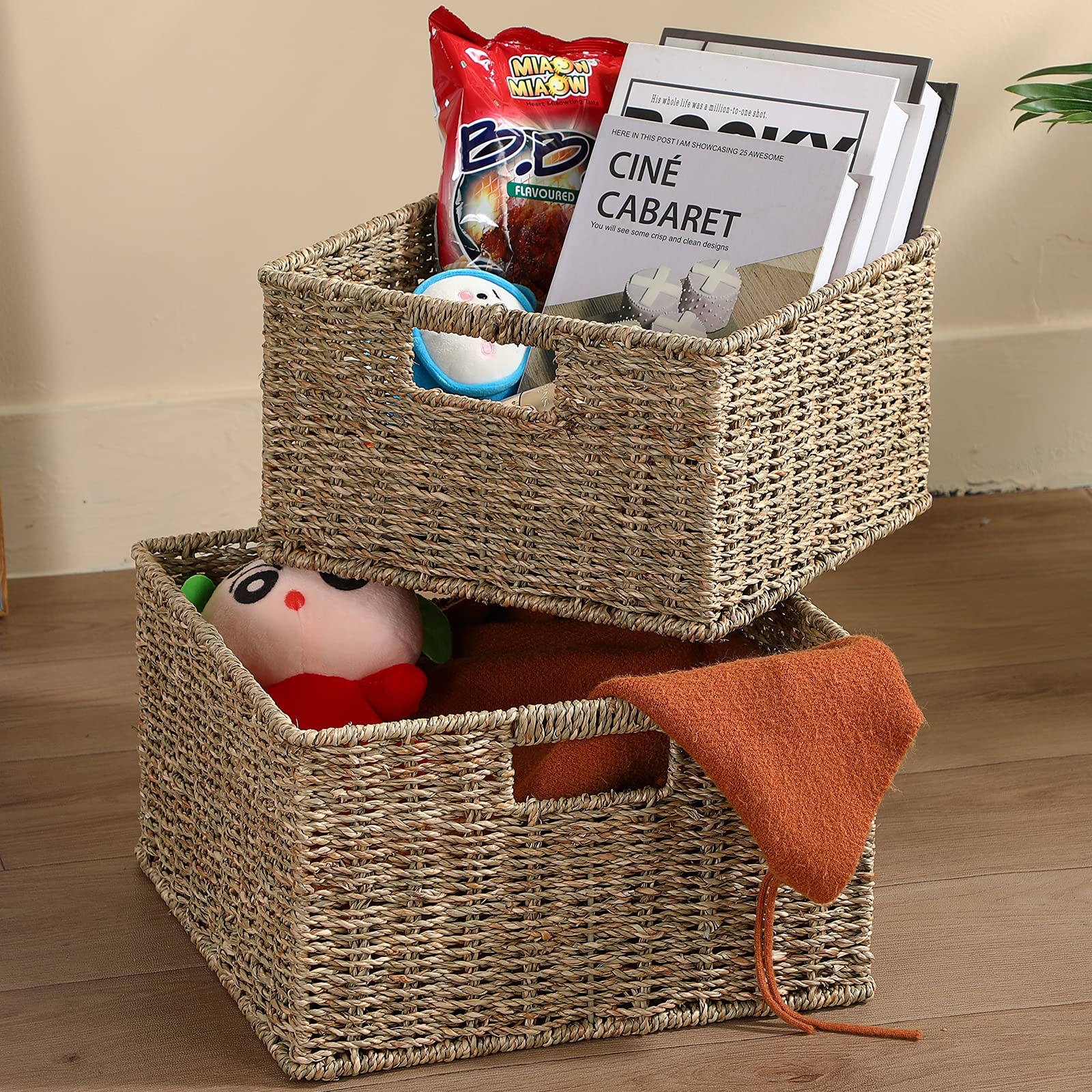 Wicker Storage Baskets for Organizing (2 Count)