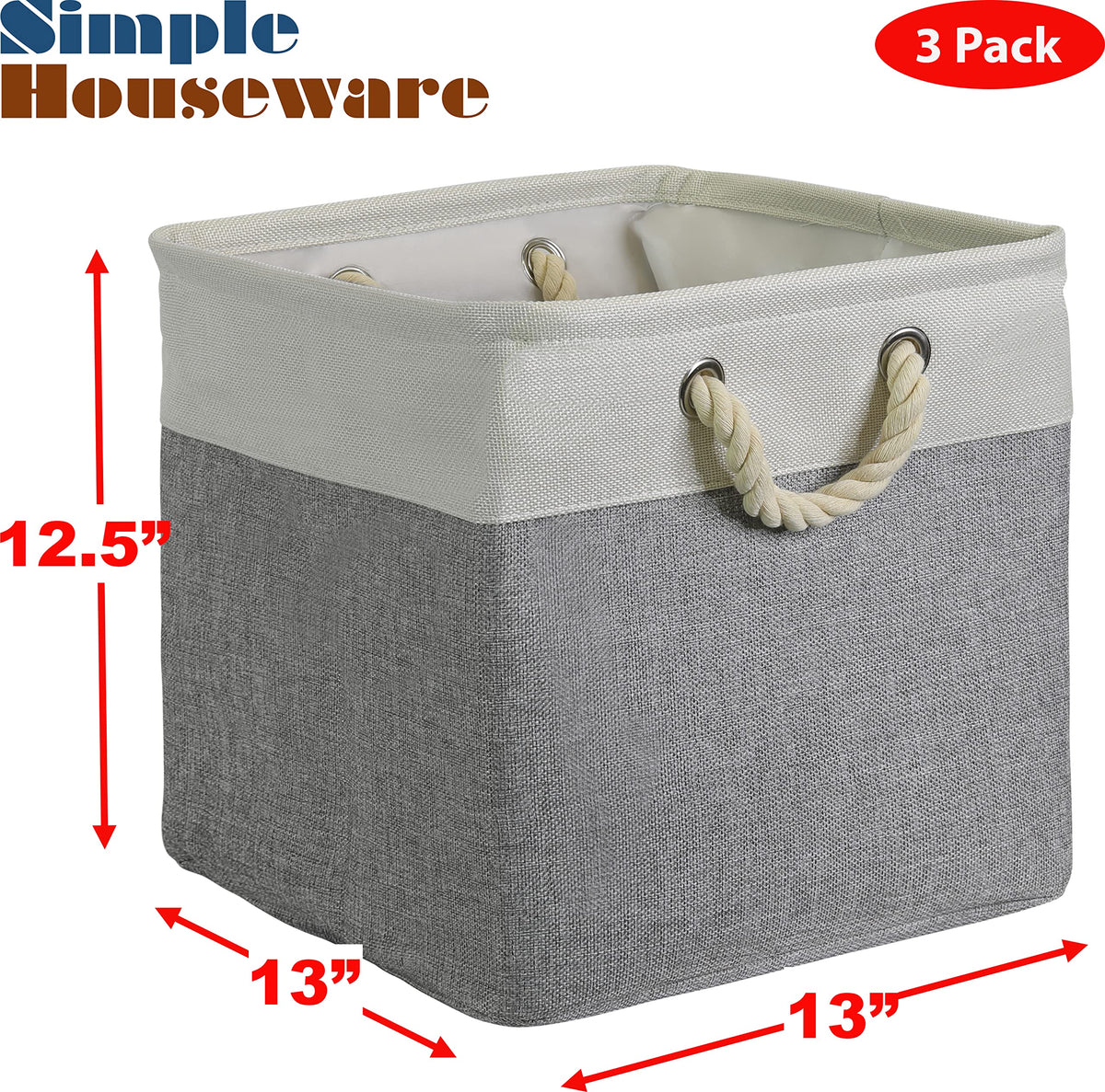 13" x 13" Large Fabric Storage Cubes (3 Count)