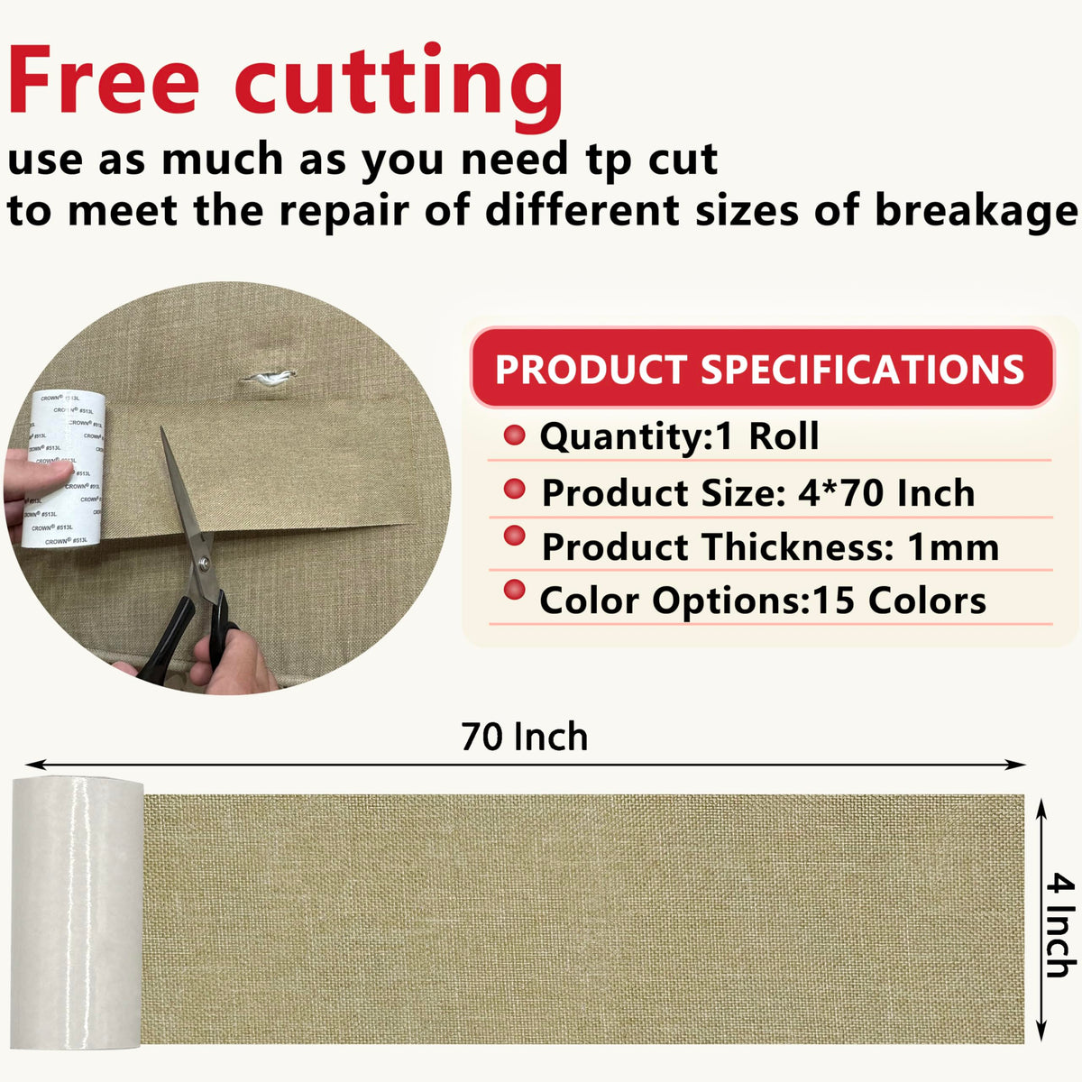 Linen Repair Tape 4x70 Inch Self