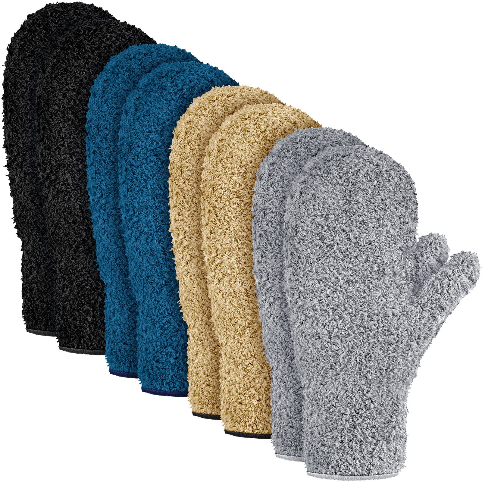 4 Pair Microfiber Dusting Mittens Reusable Women Cleaning Mittens with Thumb for Kitchen
