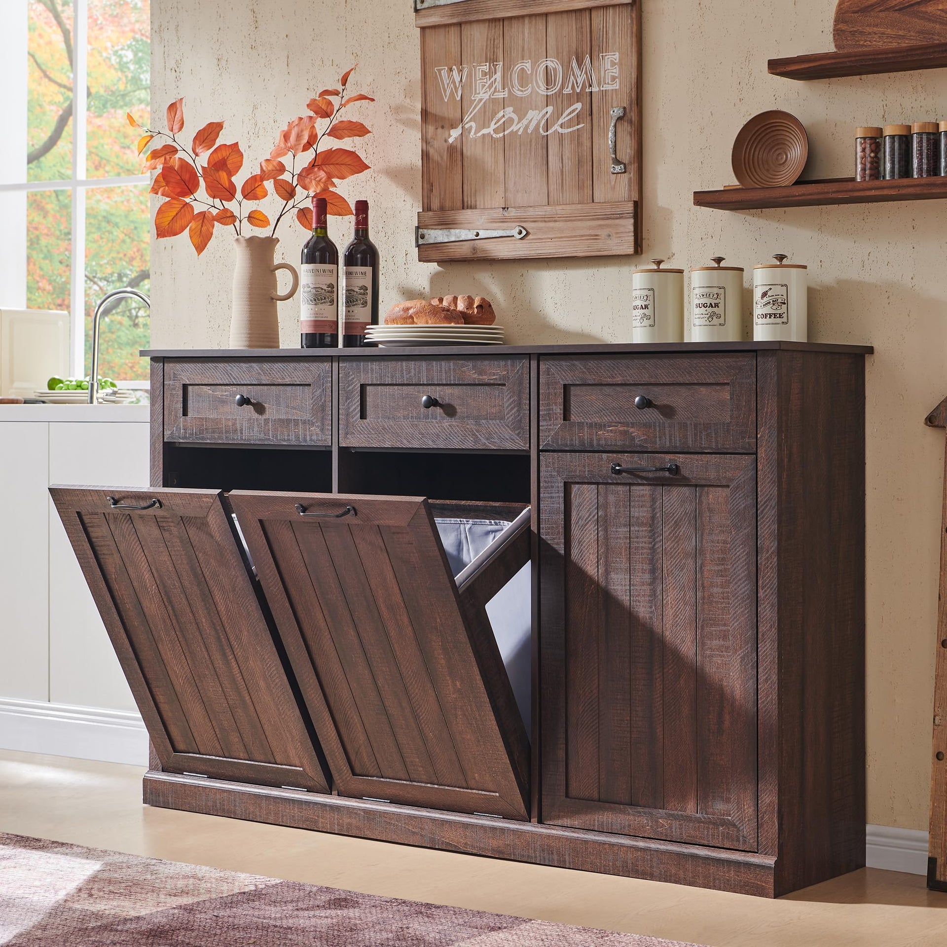 Triple Tilt Out Laundry Hamper Cabinet