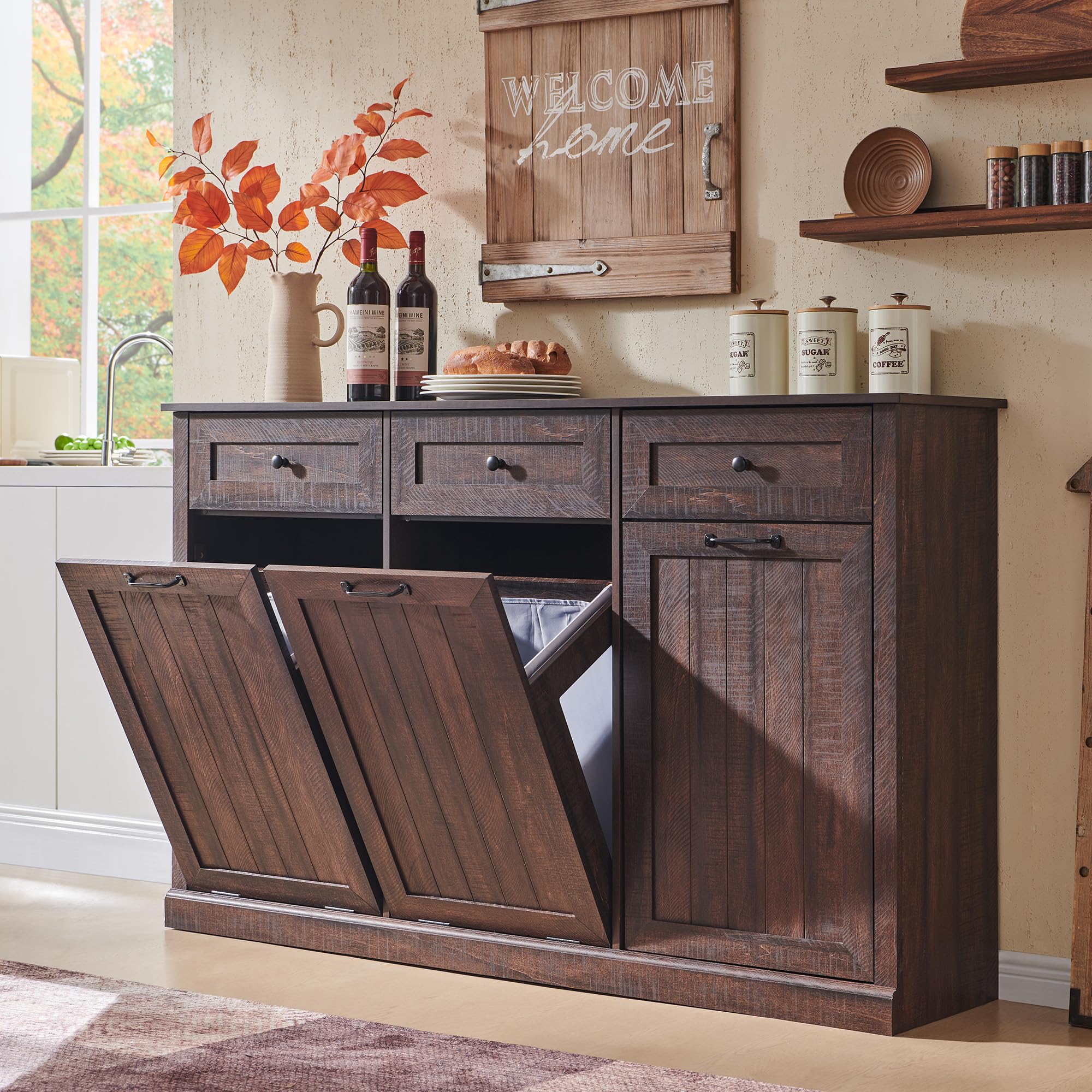 Triple Tilt Out Laundry Hamper Cabinet