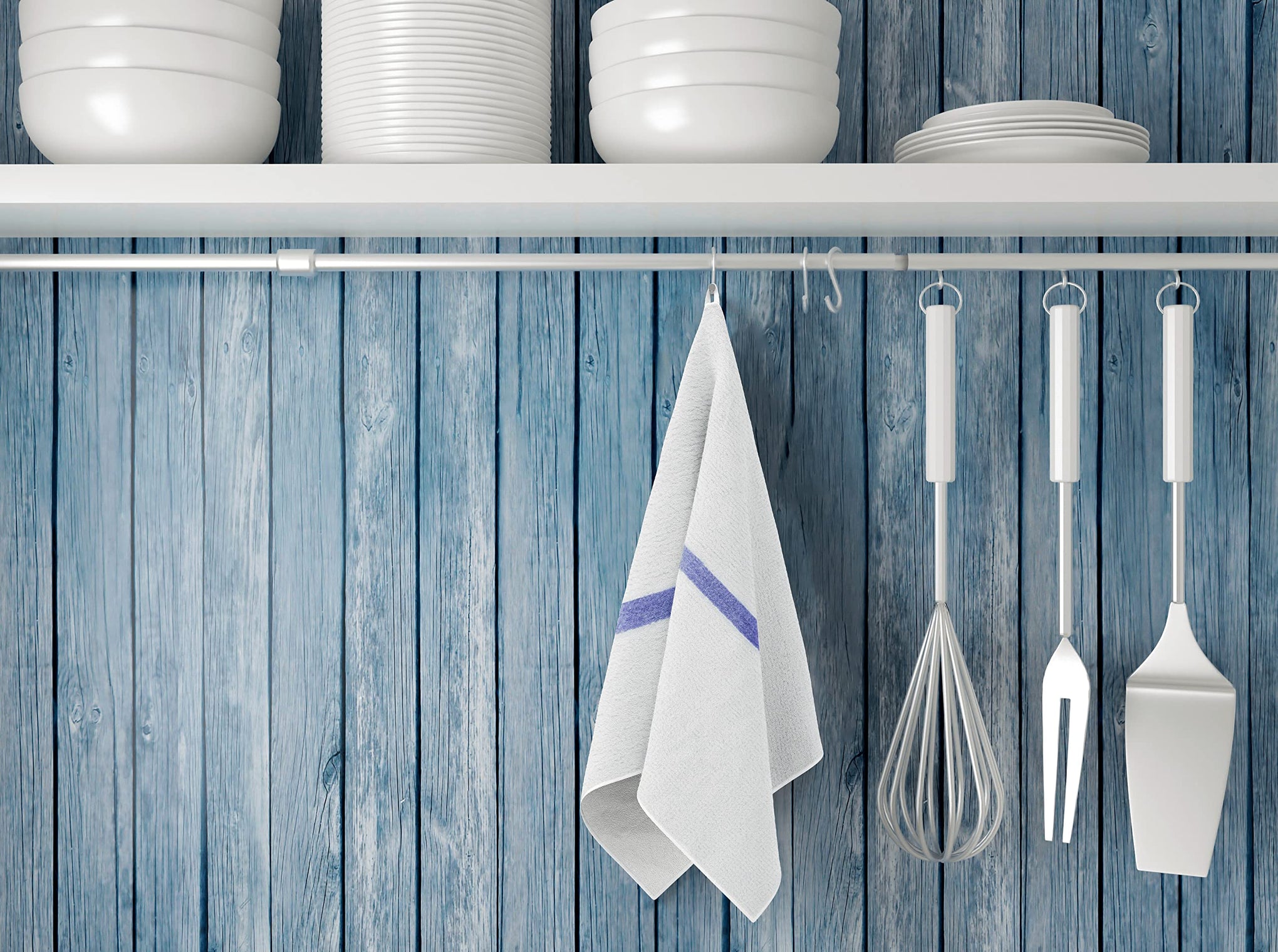 12 PC New Cotton Blend White Restaurant Bar Mops Kitchen Towels 28oz (12 Count)