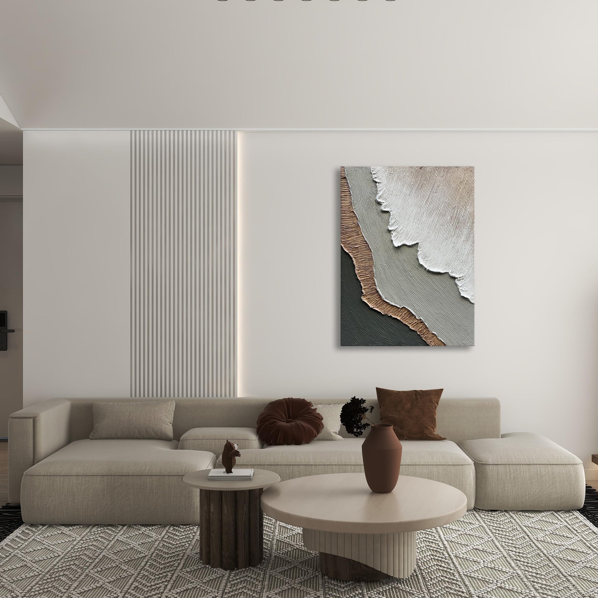 Art Hand Painted Beach Wave Landscape Oil Painting 40x28 Inch Abstract Wall Decorative Art