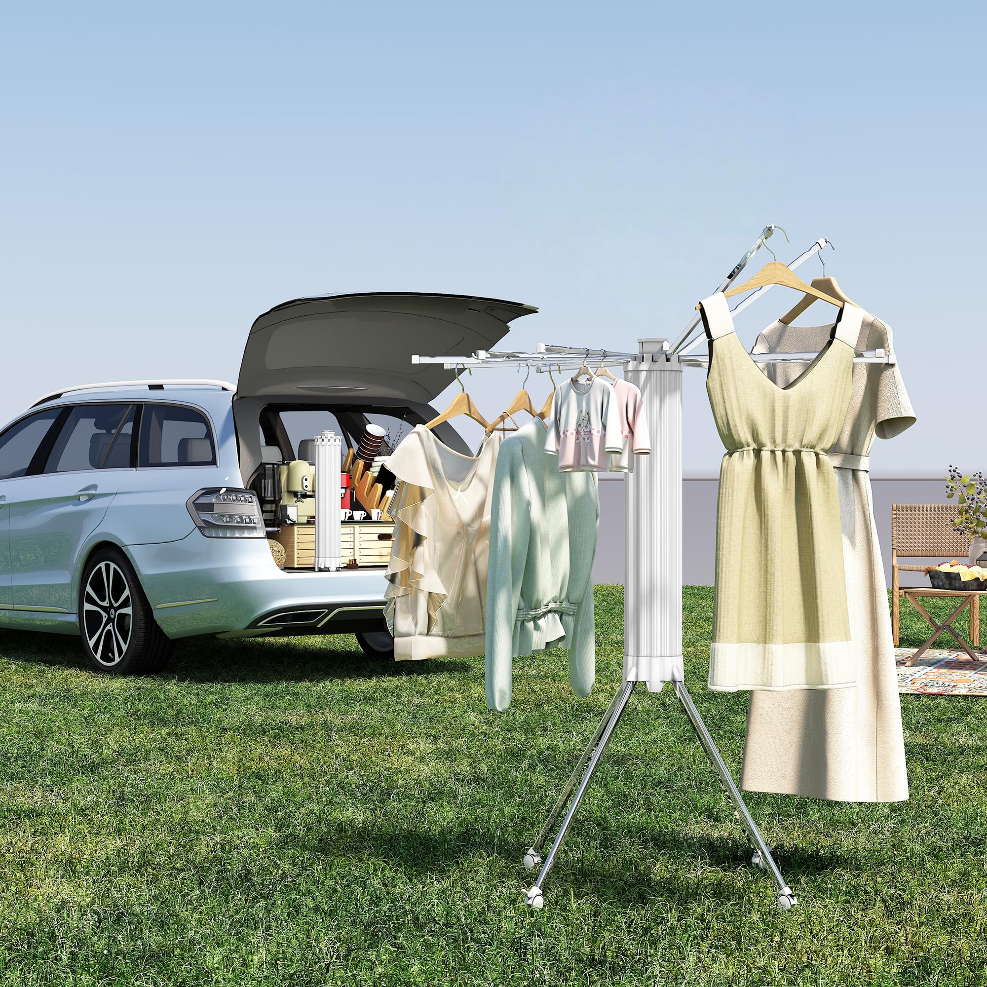 4 Legs Single Layer Clothes Drying Rack