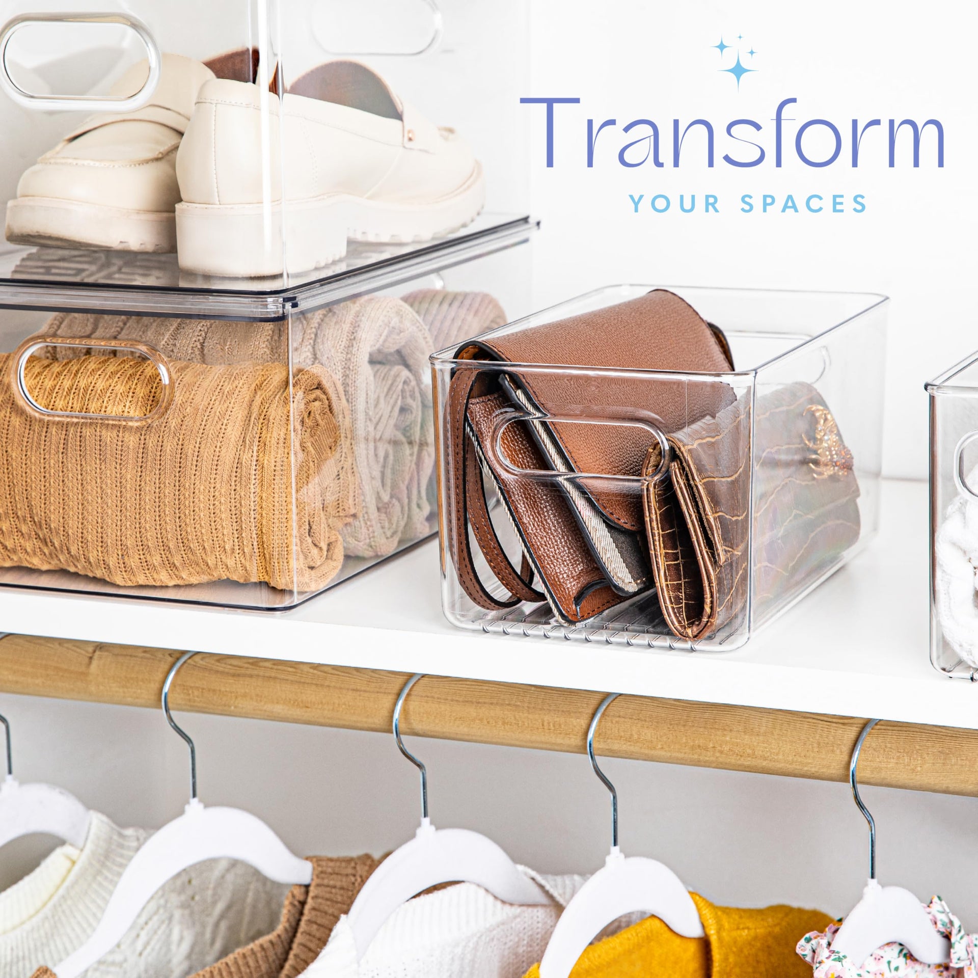 Plastic Food Storage 2 Pack Clear Container Bin with Handles for Organizing Kitchen (2 Count)