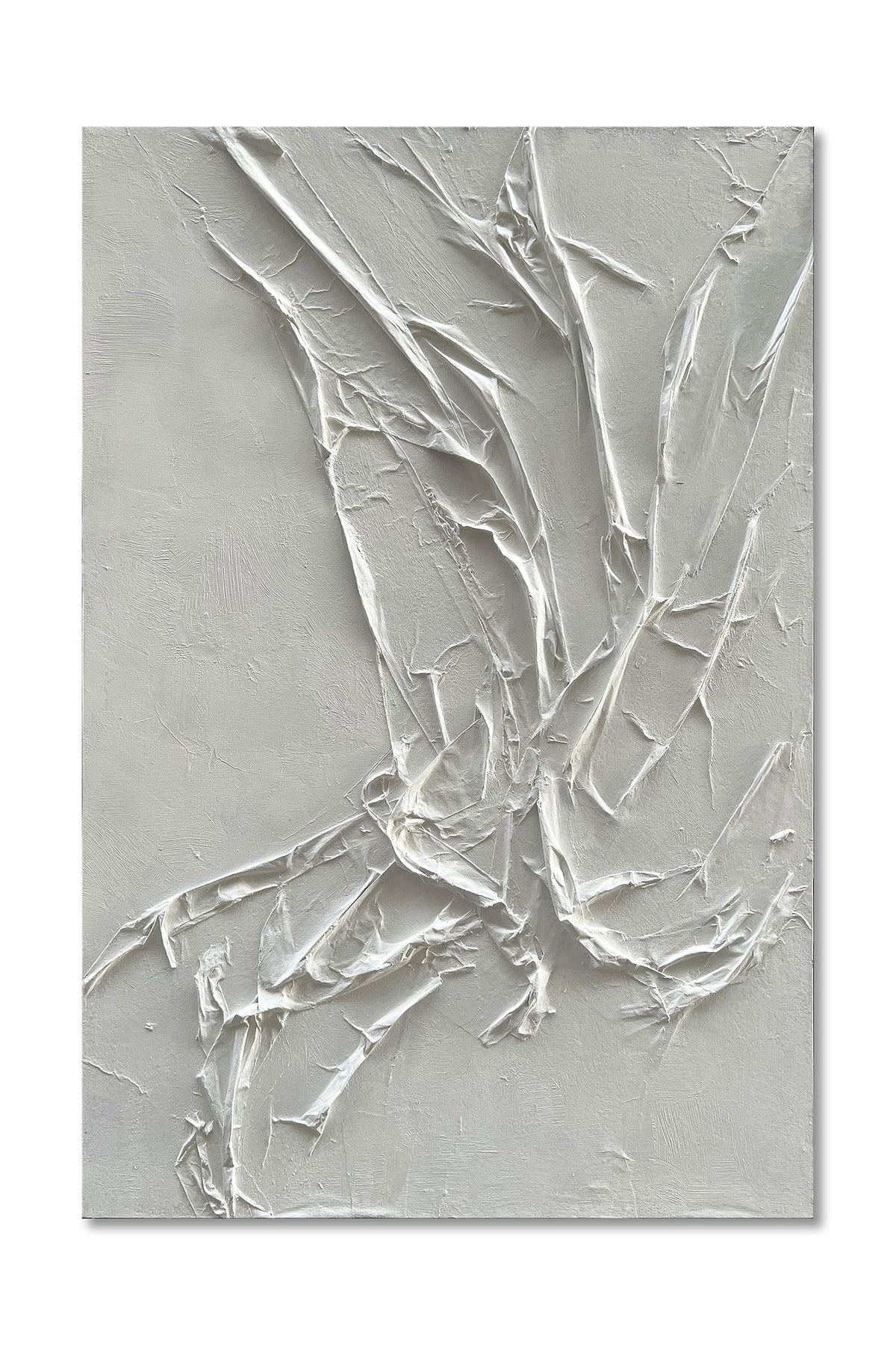 Hand Painted White Texture Abstract Art Painting Minimalist Art Home Office Hallway Wall Decoration Oil Painting 24x36 inches