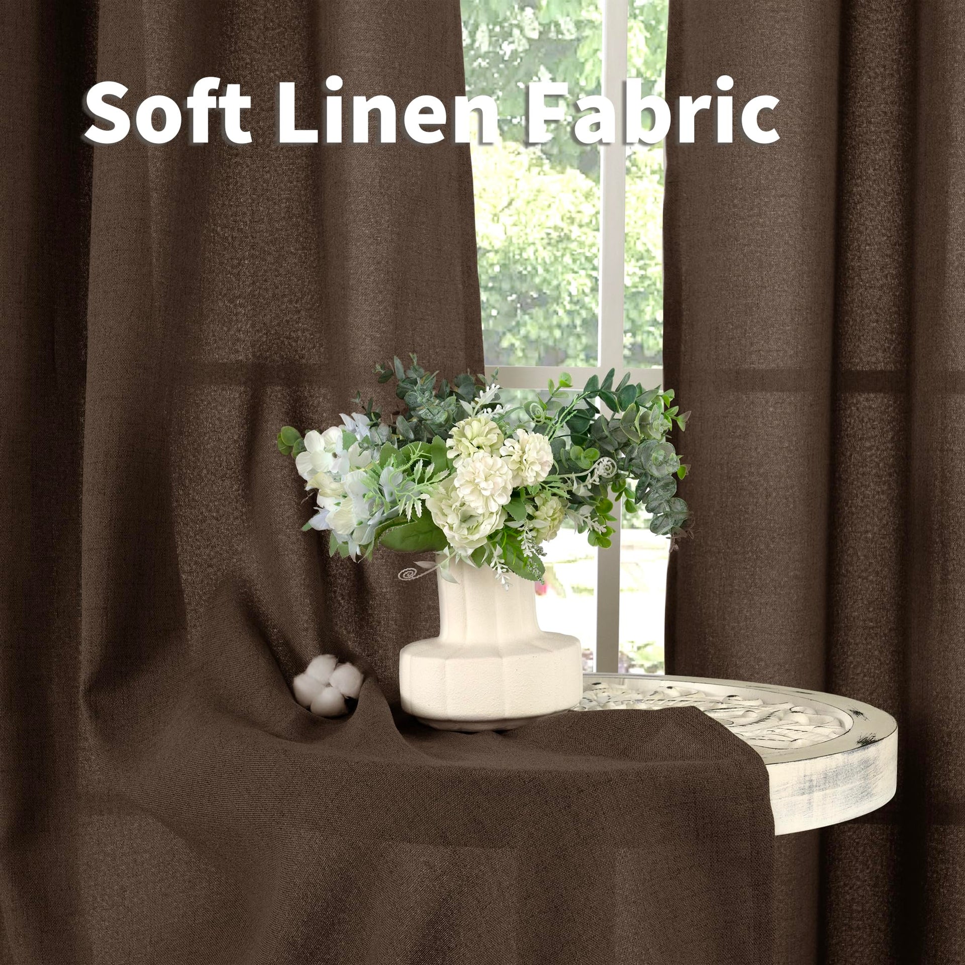 Brown Linen Curtains 36 Inches Long (2 Count)