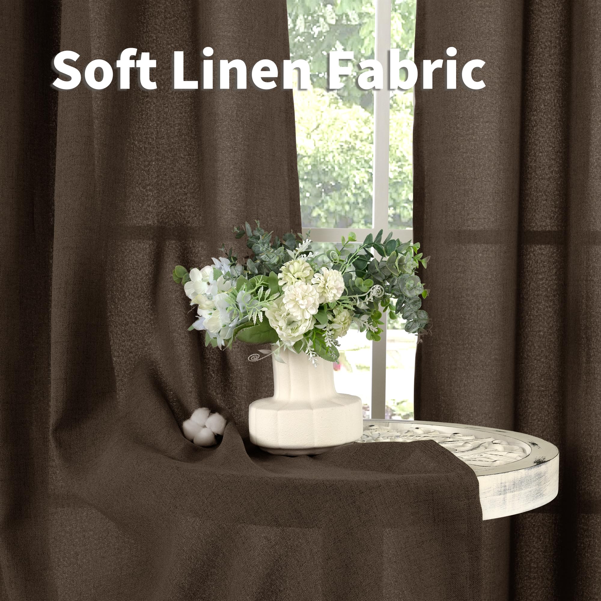 Brown Linen Curtains 36 Inches Long (2 Count)