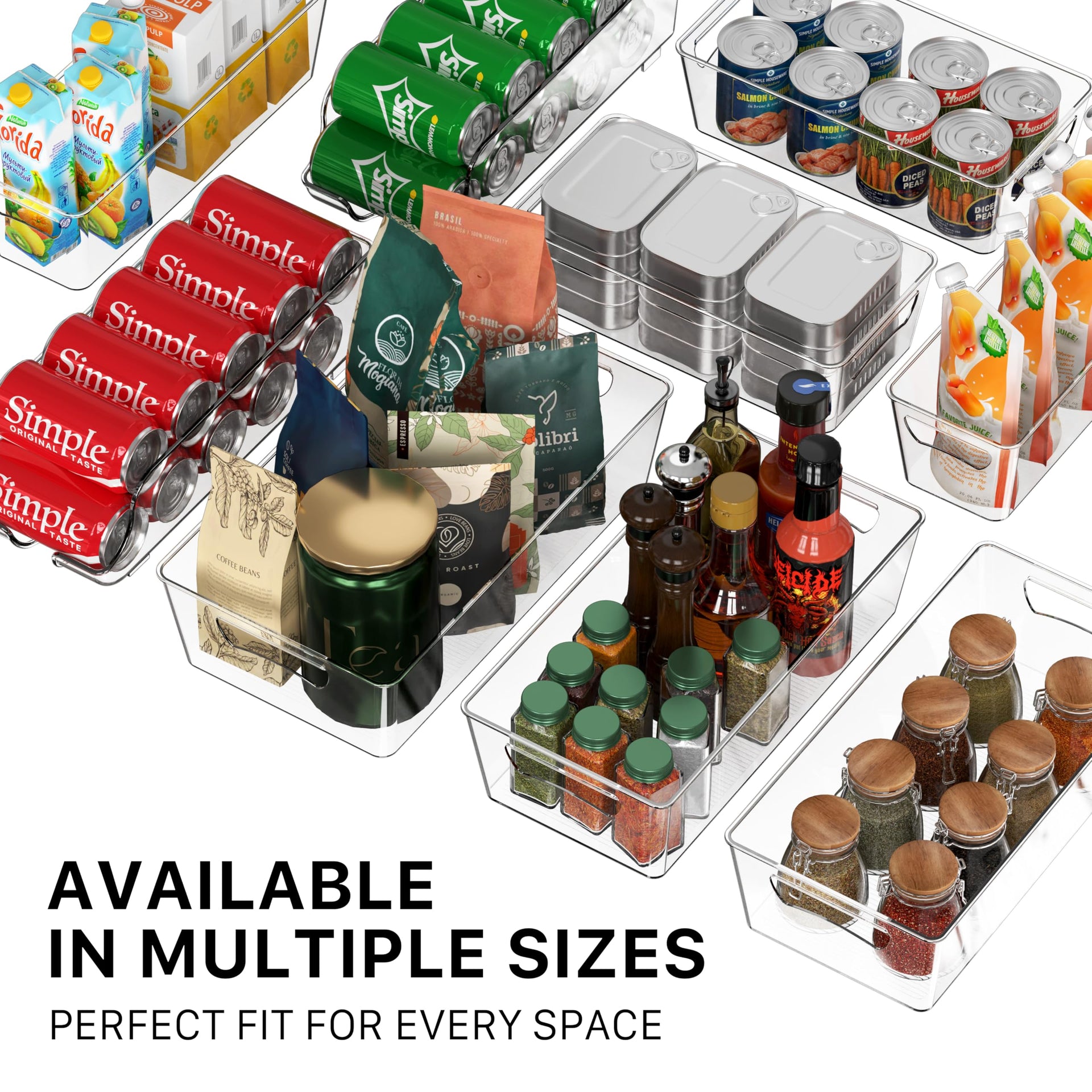 4 Pcs Pantry Clear Bin Storage Organizer (4 Count)