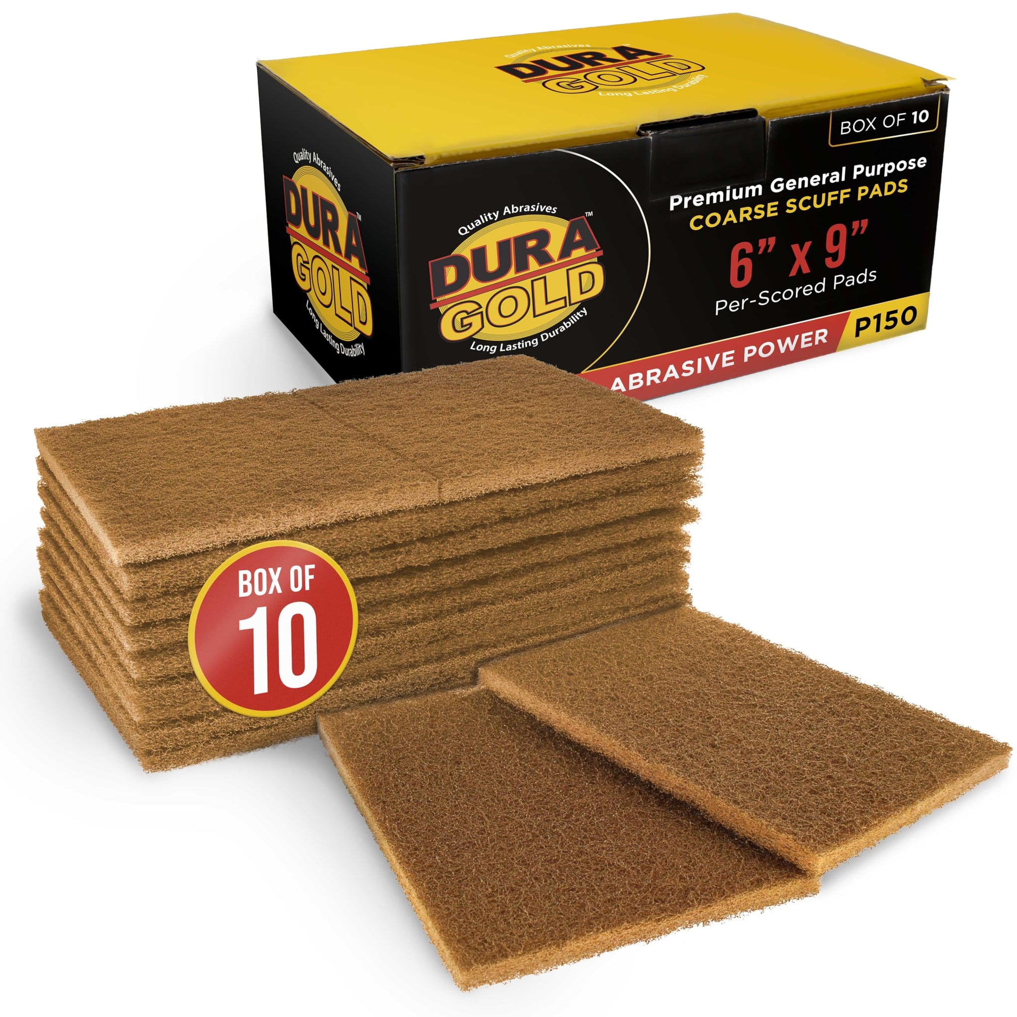 Premium 6" x 9" Gold Coarse Scuff Pads (10 Count)