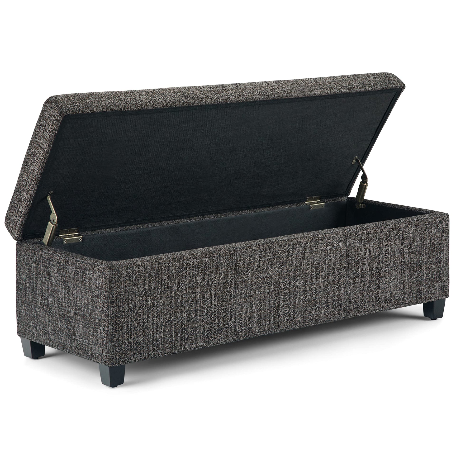Avalon 48" Wide Tweed Look Fabric Storage Ottoman in Red