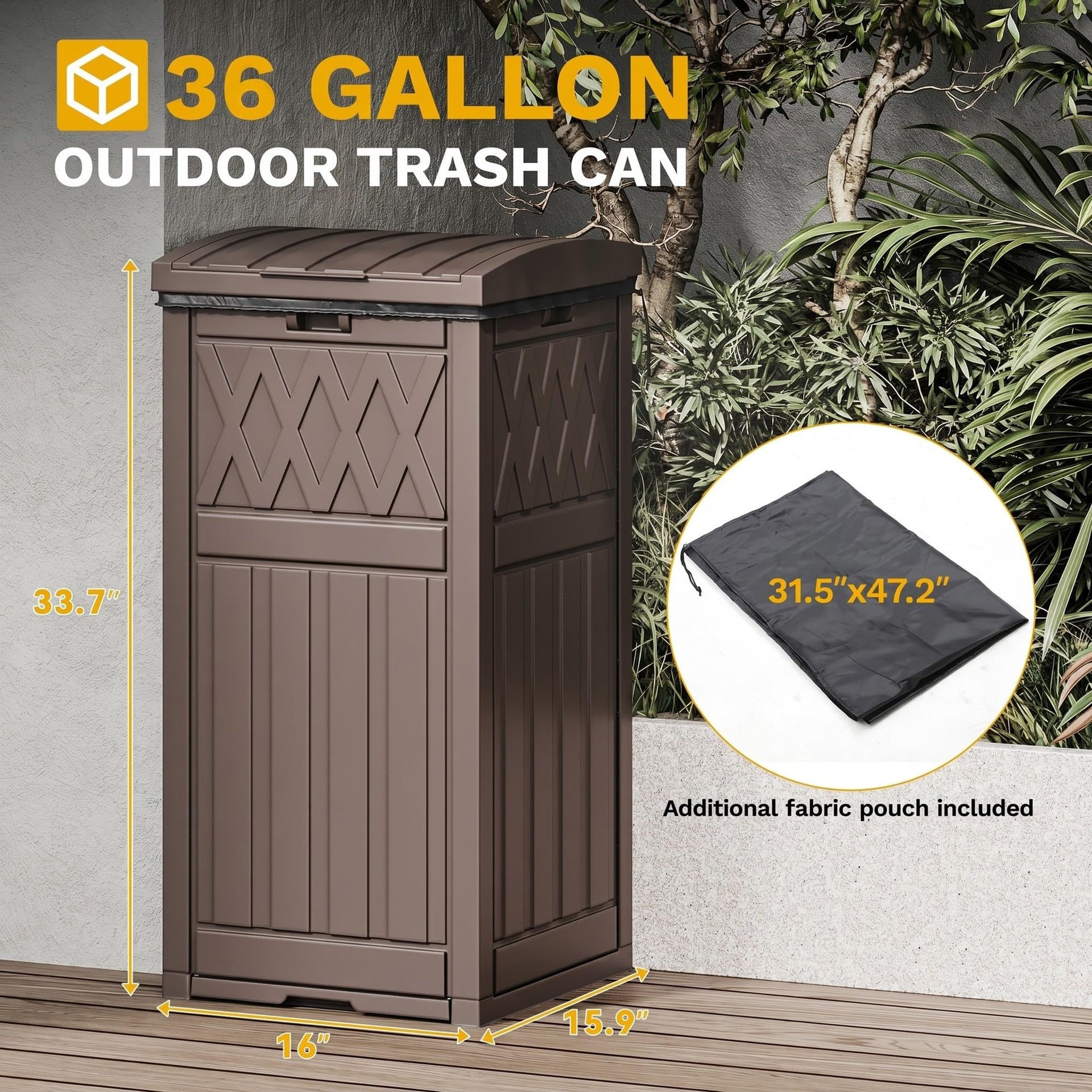 36 Gallon Outdoor Trash Can