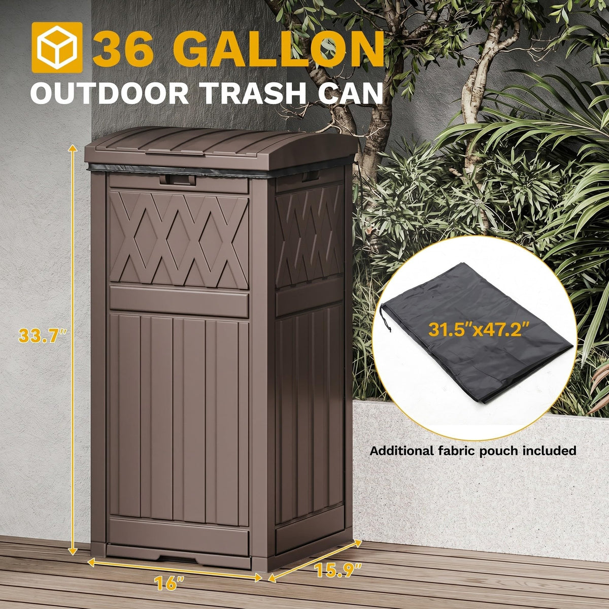 36 Gallon Outdoor Trash Can