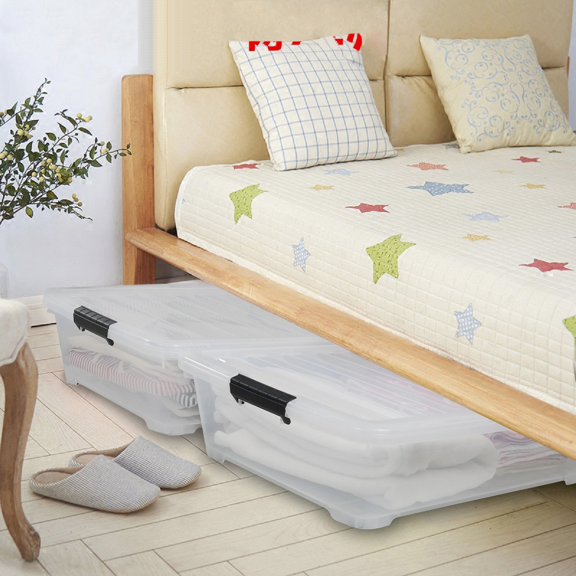 3 Pack Clear Plastic Under Bed Storage Box Container (3 Count)