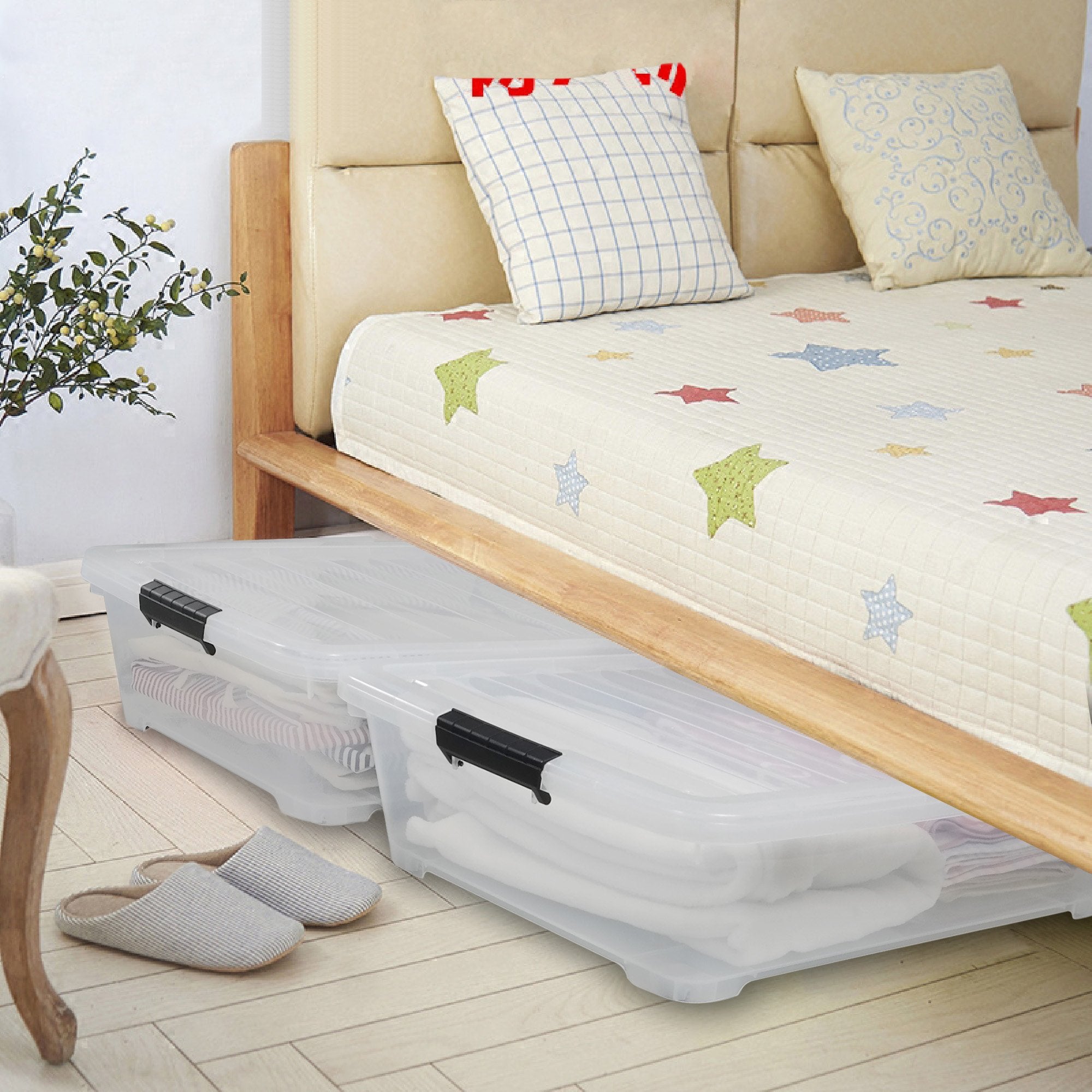 3 Pack Clear Plastic Under Bed Storage Box Container (3 Count)