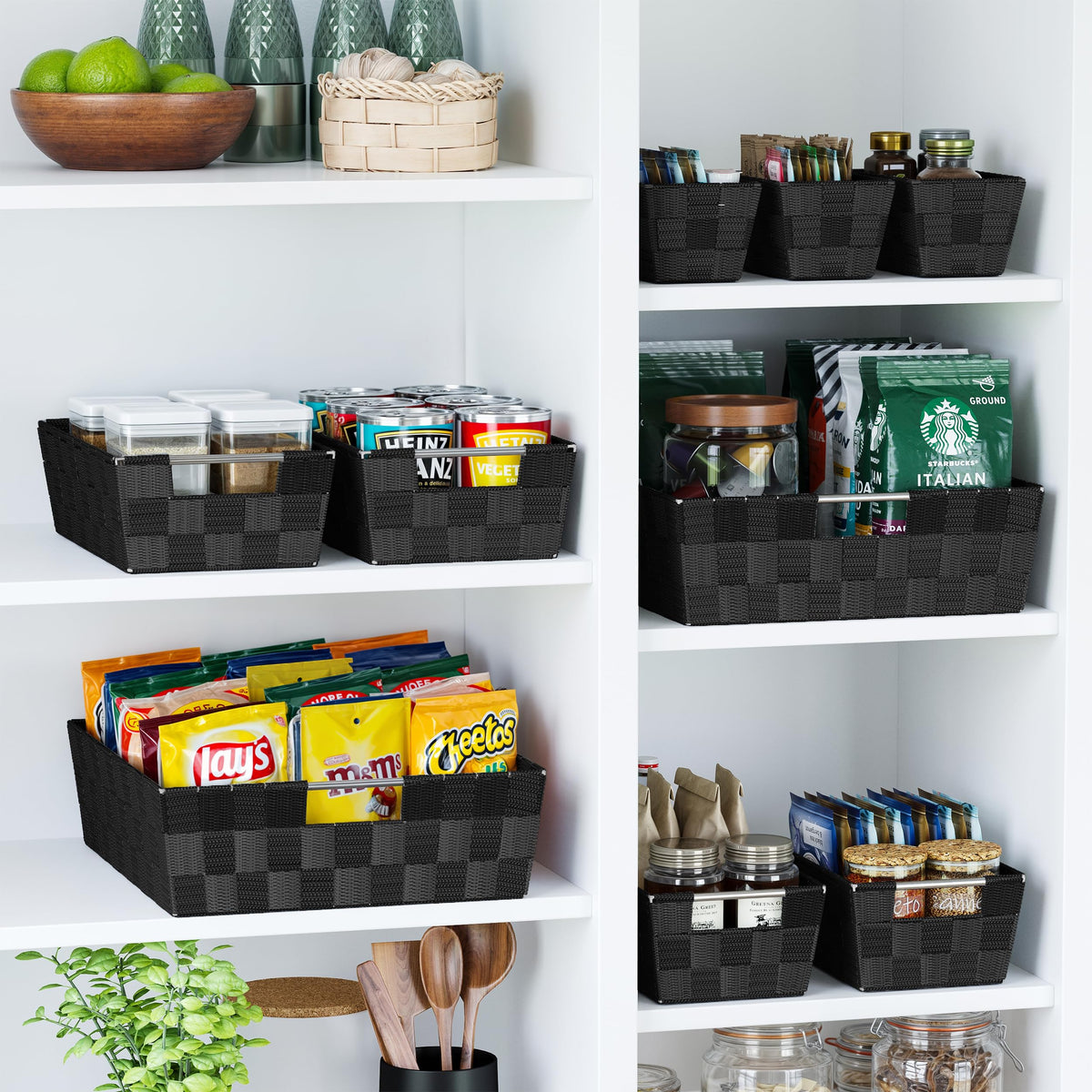 Baskets For Organizing Set Of 9 Black (9 Count)