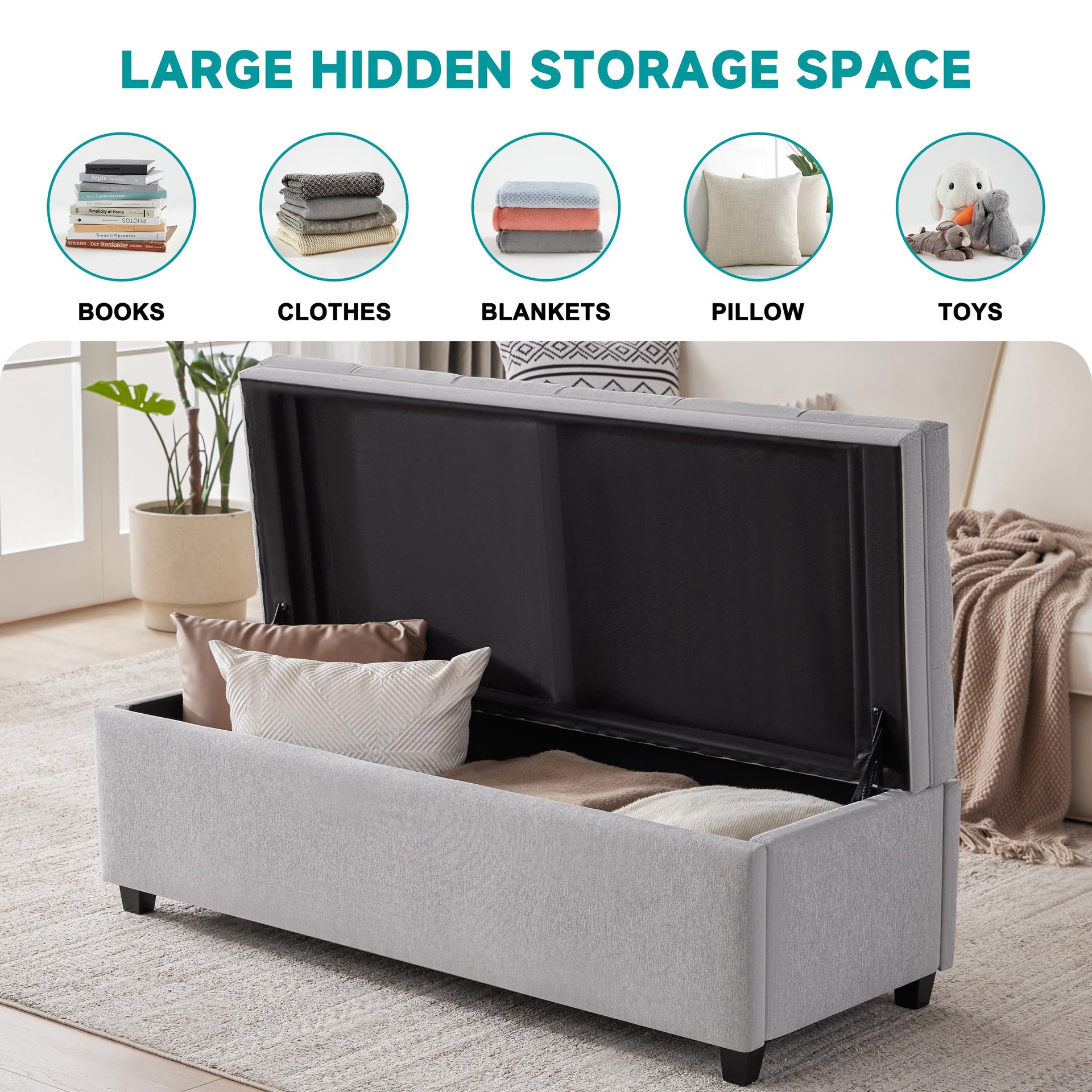 50 Inch Large Storage Ottoman