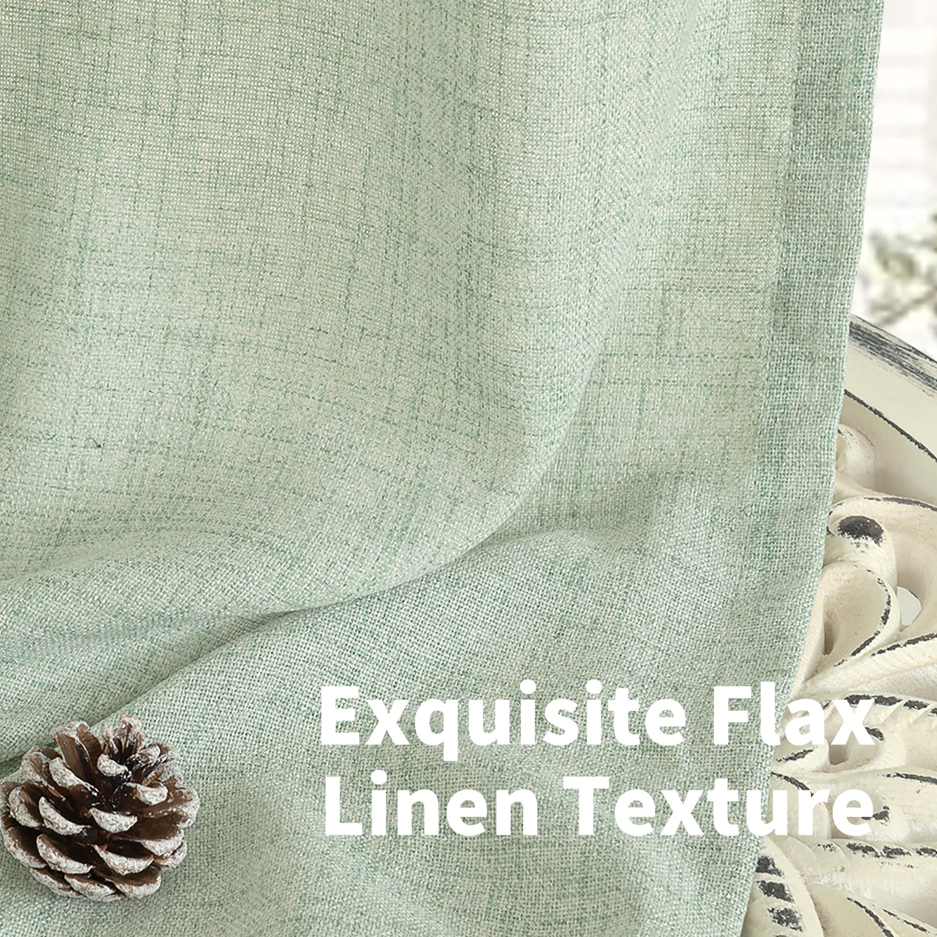 Sage Green Linen Curtains for Living Room 2 Panels (2 Count)