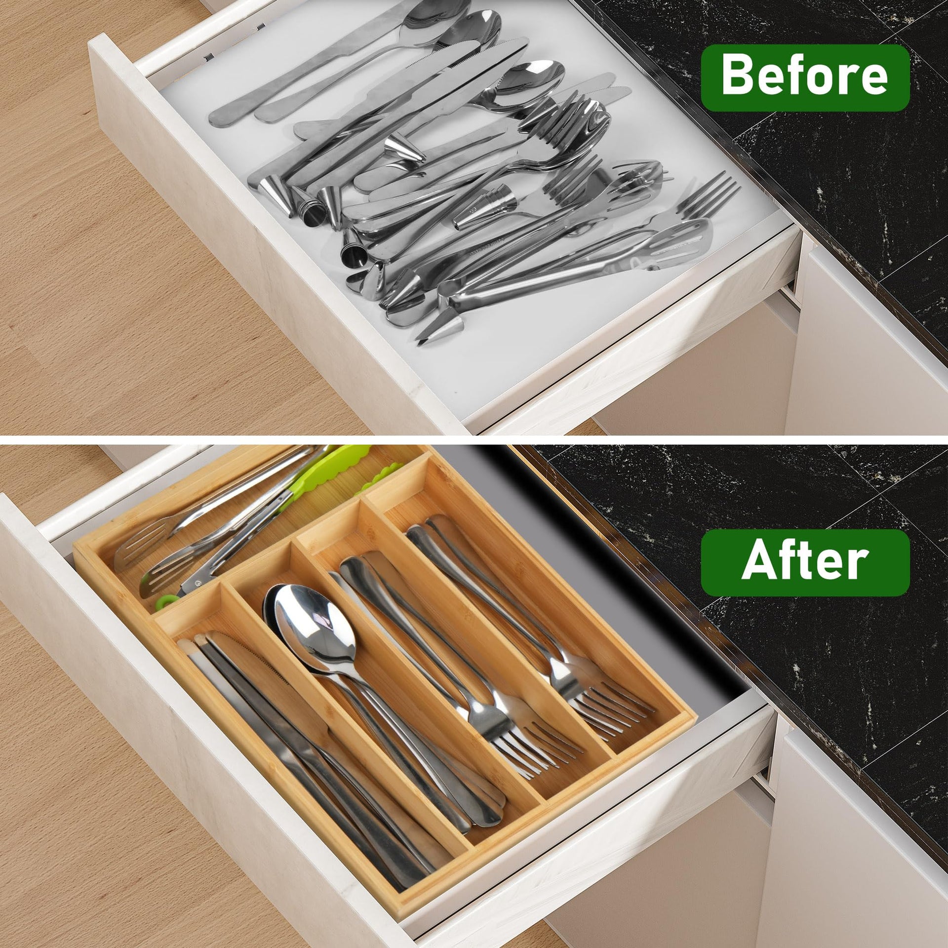 Bamboo Kitchen Drawer Organizer