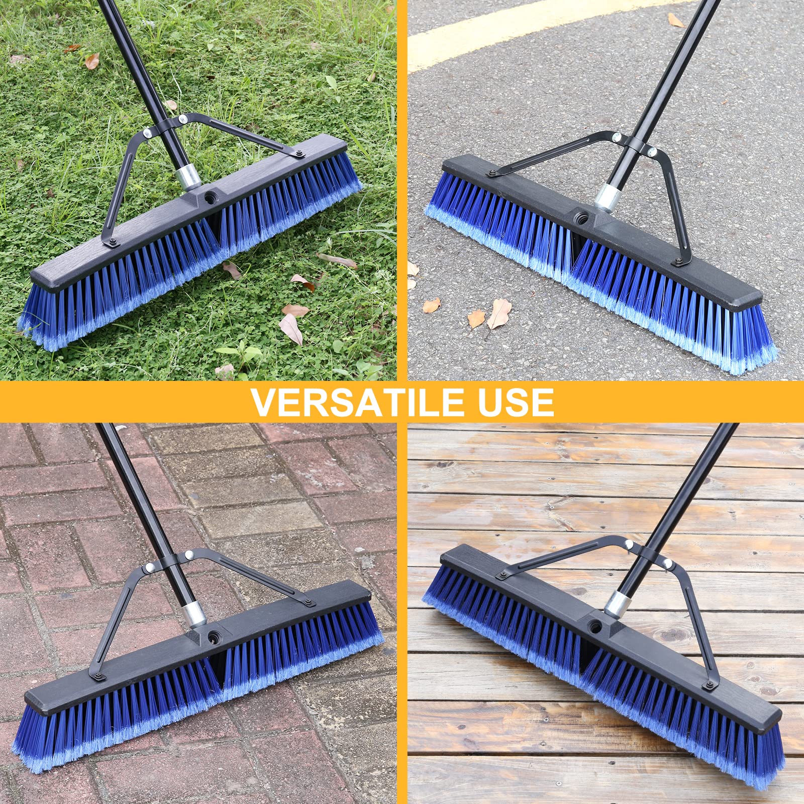 24 inches Push Broom Outdoor for Deck Driveway Garage Yard Patio Concrete Floor Cleaning (2 Count)