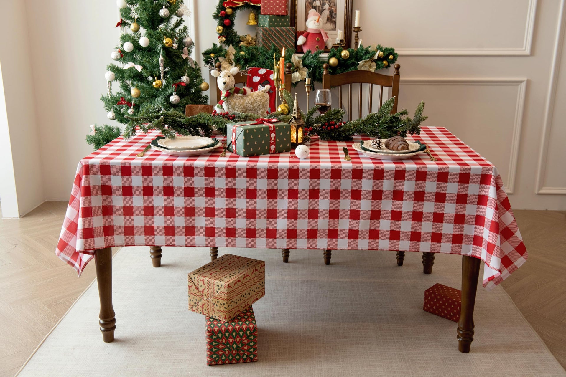 Classic Gingham Plaid Tablecloth Fabric