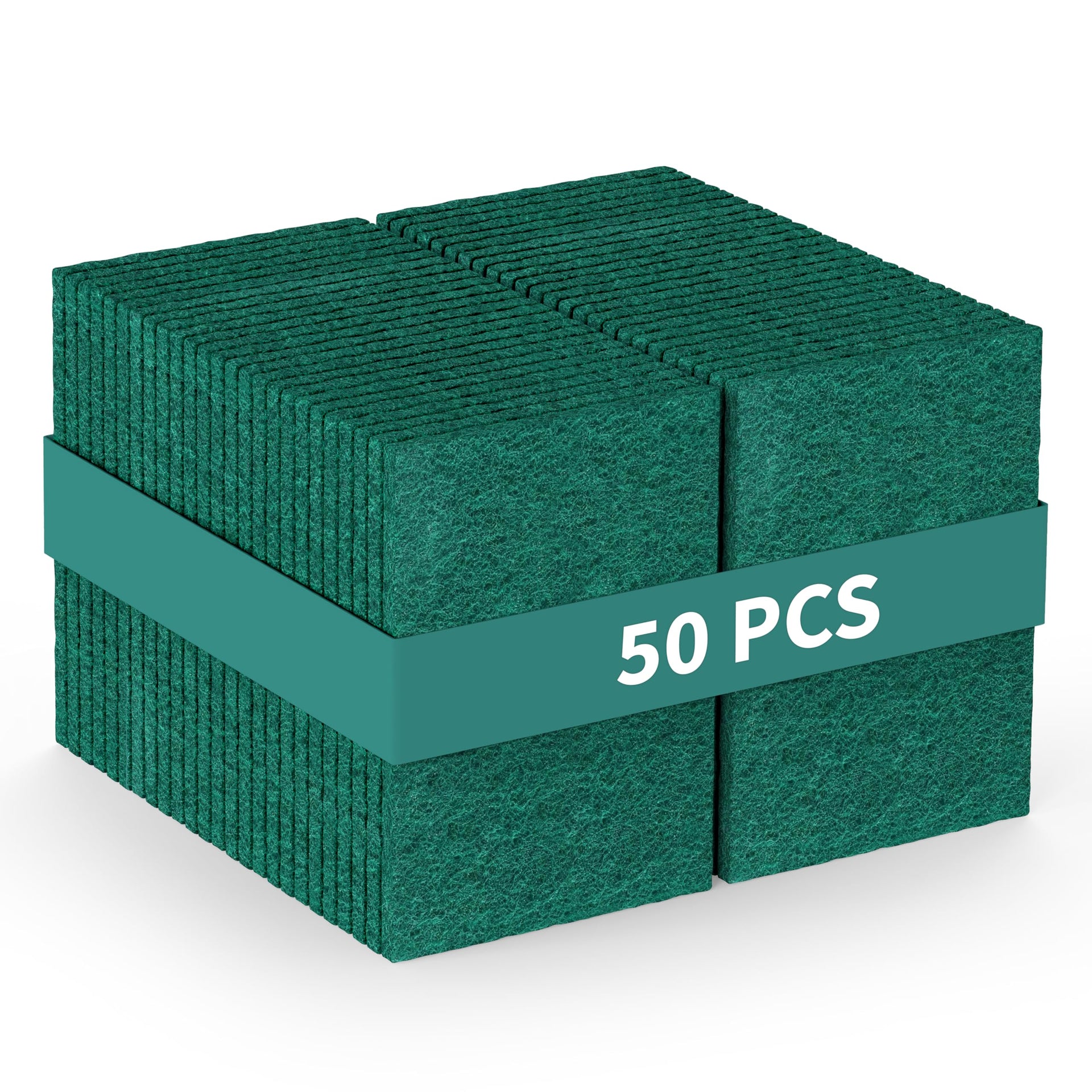 50 Pack Heavy Duty Green Scouring Pads 4x6 Inch