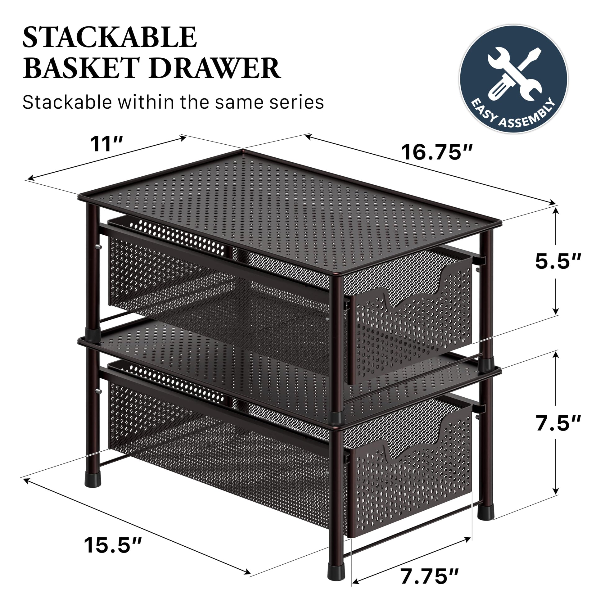 Stackable Cabinet Basket Drawer Organizer