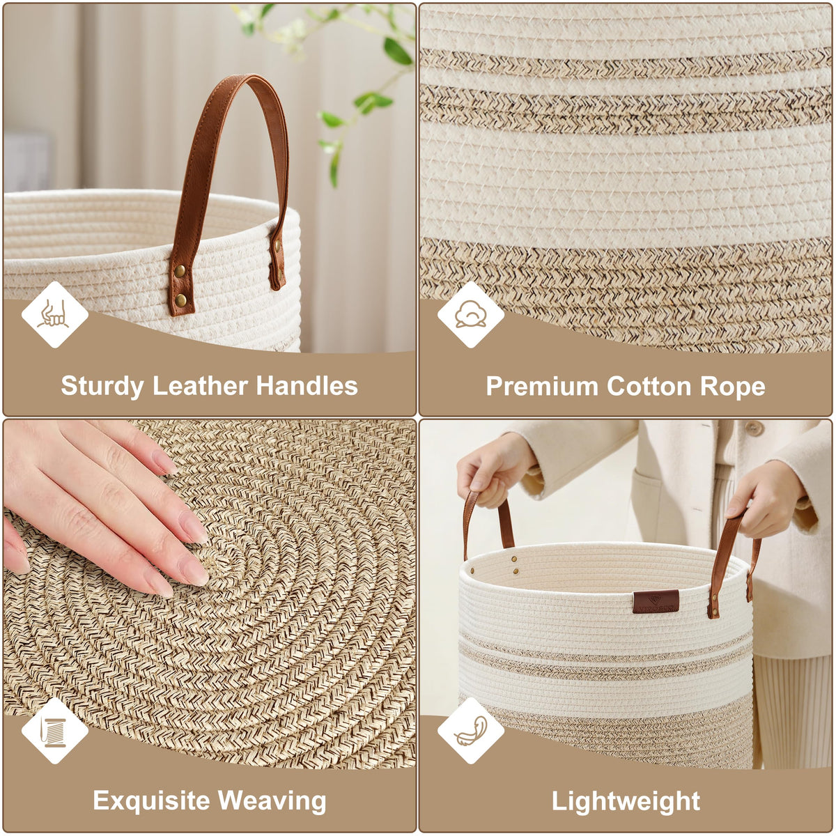 30L Small Woven Rope Laundry Hamper (811.5365 Fl Oz) - ModHome Supplies
