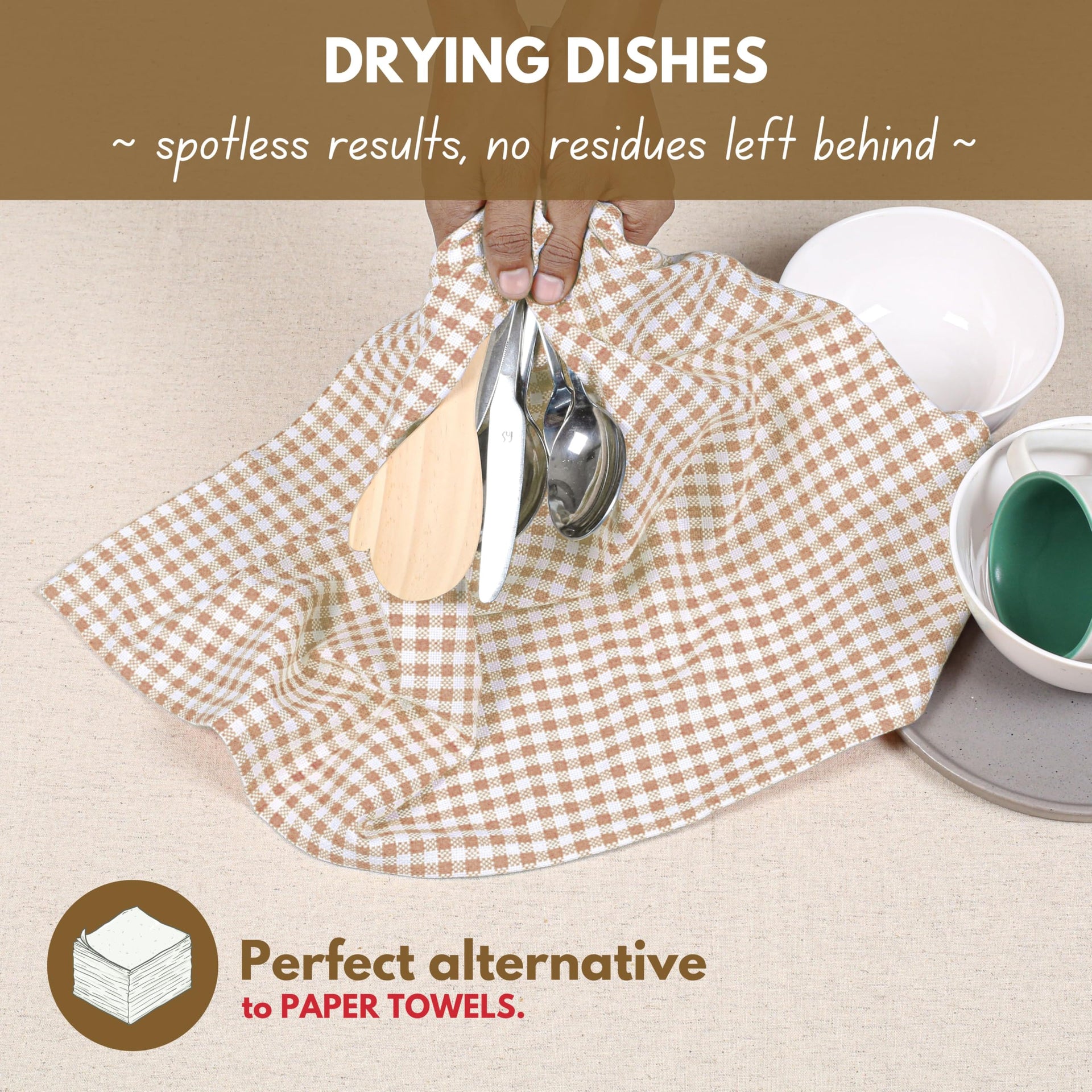 Gingham Check Kitchen Dish Towels 16"x26" Set of 12 (12 Count)