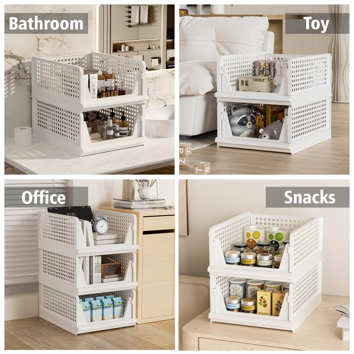 5 Pack Closet Storage Bins Stackable Organizer Drawer Shelf (5 Count)