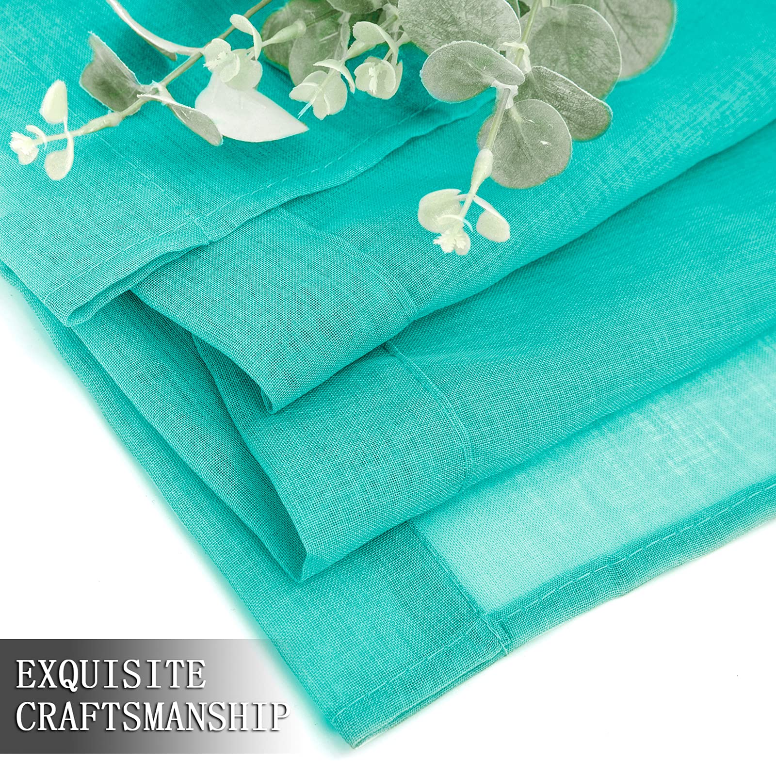 Short Sheer Curtain Linen Textured Bedroom Curtains Sheer Light Filtering Rod Pocket Voile Curtain for Living Room (2 Count)