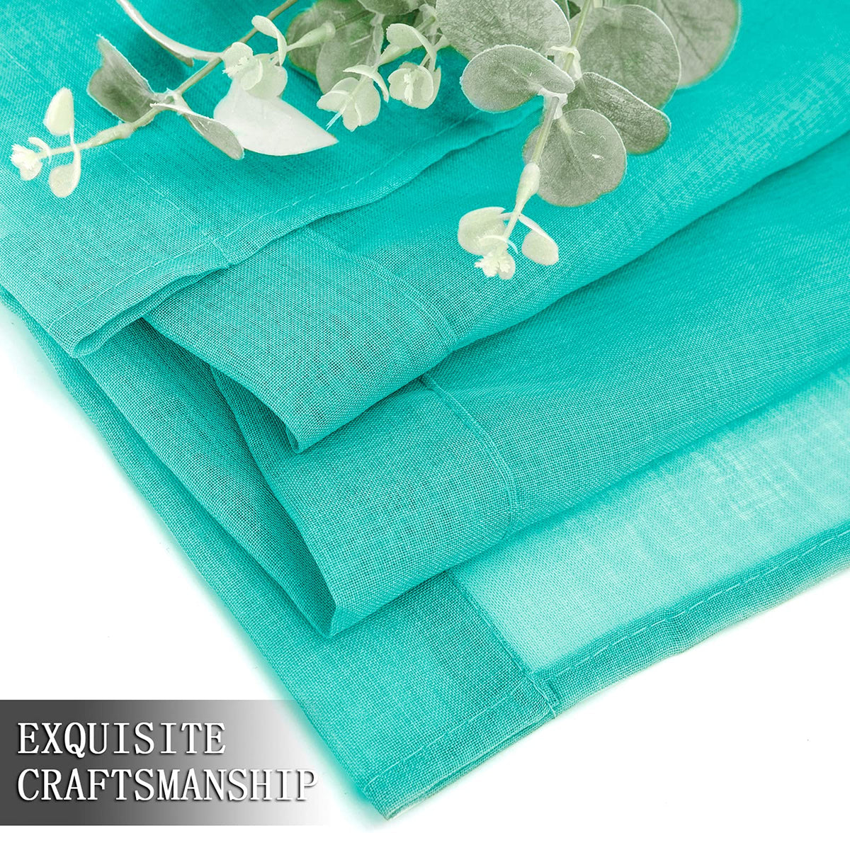 Sheer Curtains Linen Textured Bedroom Curtain Sheers Light Filtering Rod Pocket Voile Curtains for Living Room (2 Count)