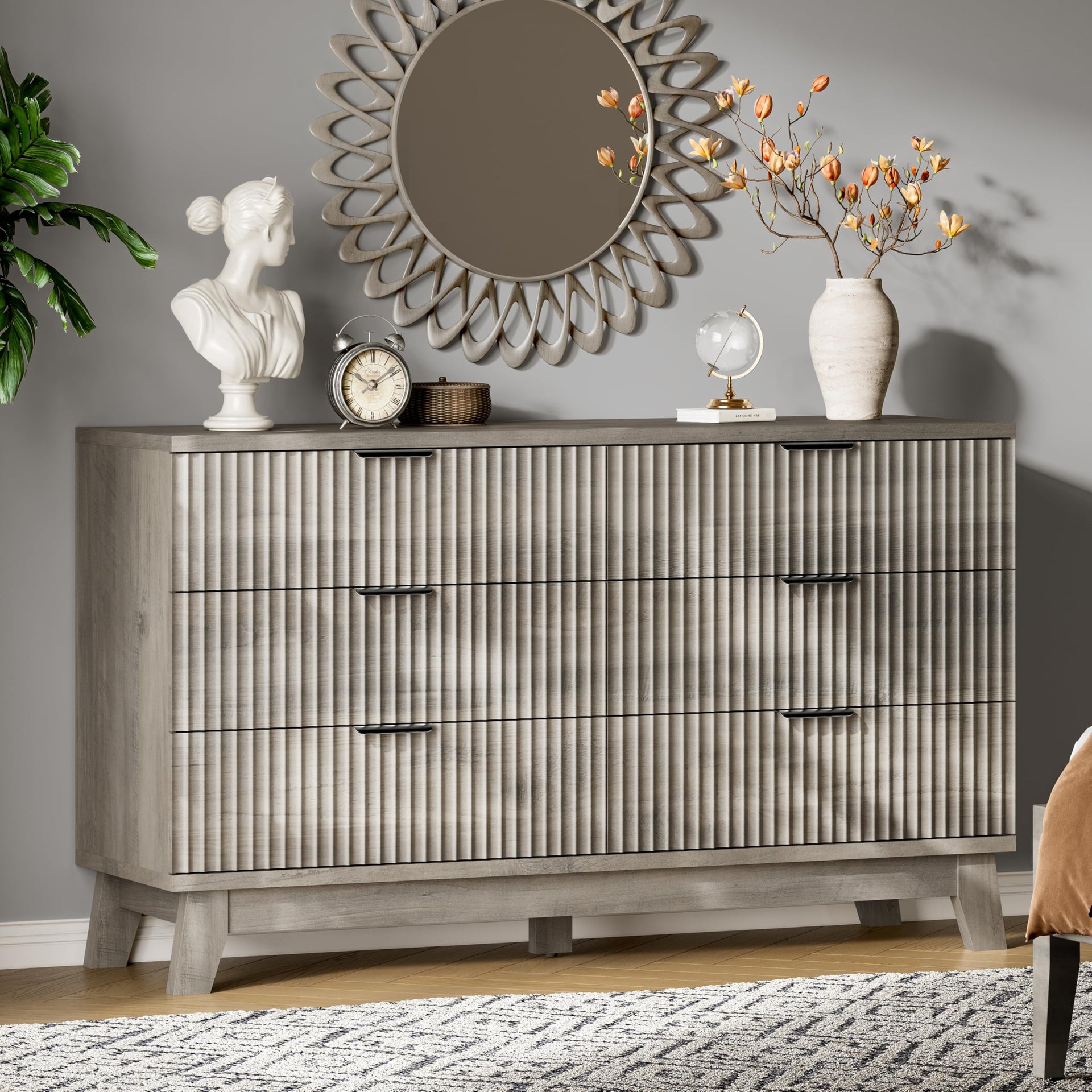 Fluted Dresser with 6 Drawers