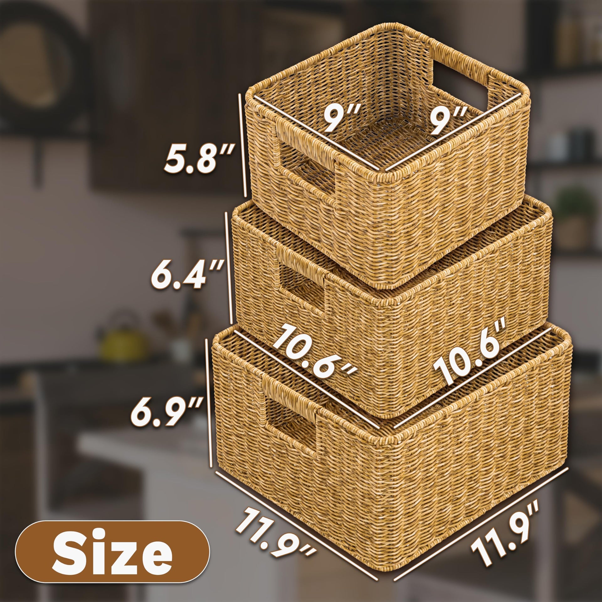 Wicker Storage Basket (3 Count)