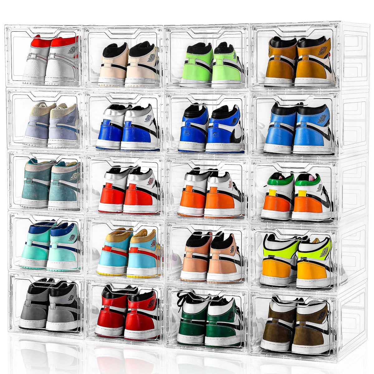 10 Pack Large Shoe Boxes Clear Plastic Stackable (10 Count)