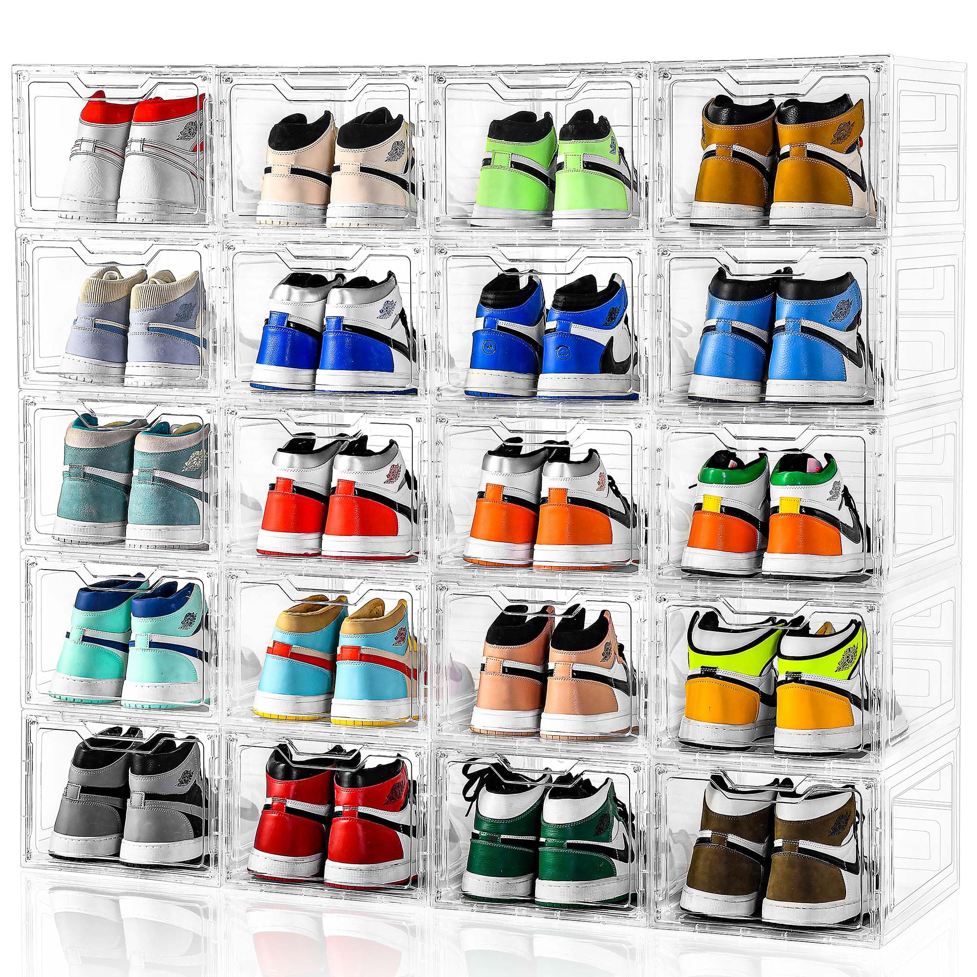 10 Pack Large Shoe Boxes Clear Plastic Stackable (10 Count)