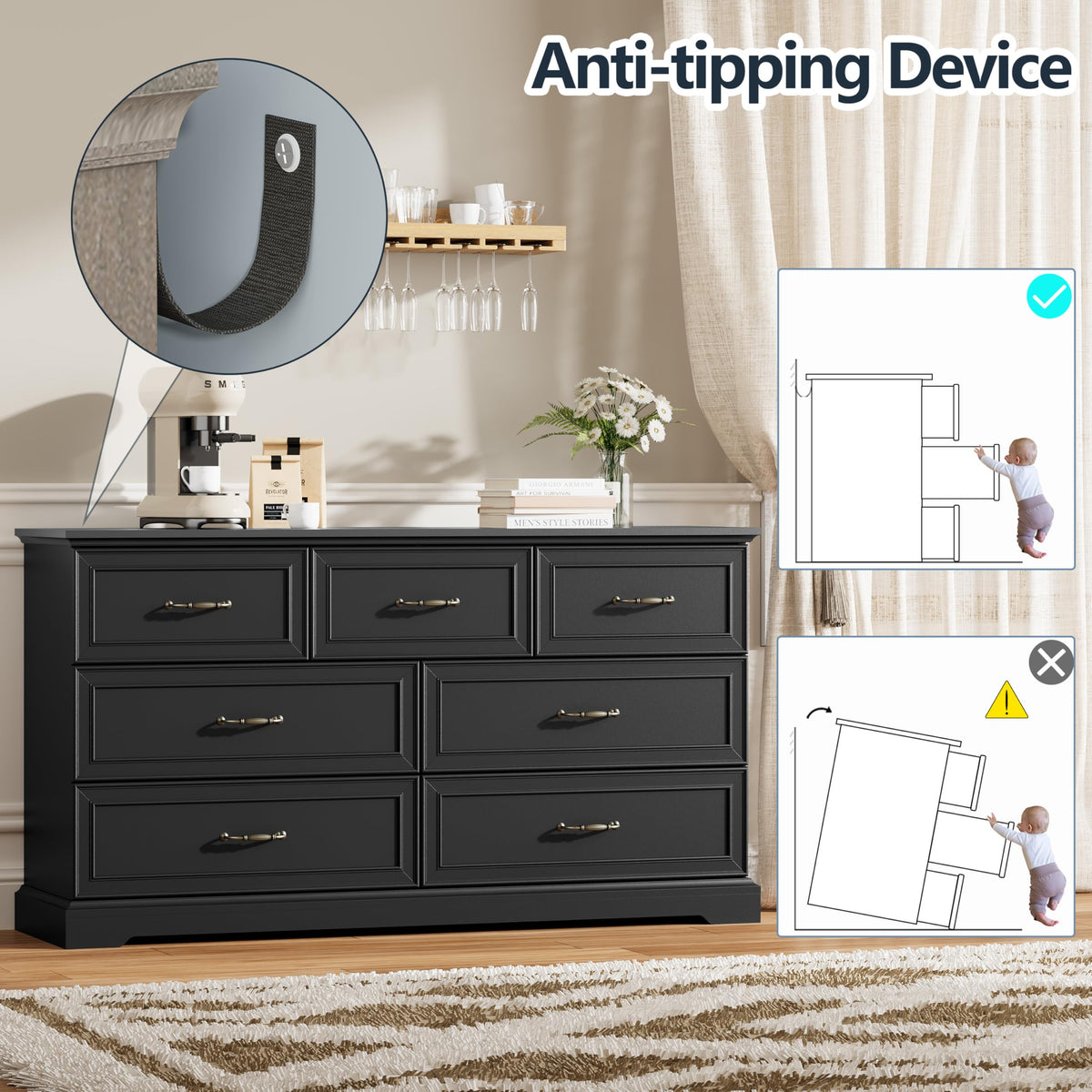 7 Drawer Dresser for Bedroom