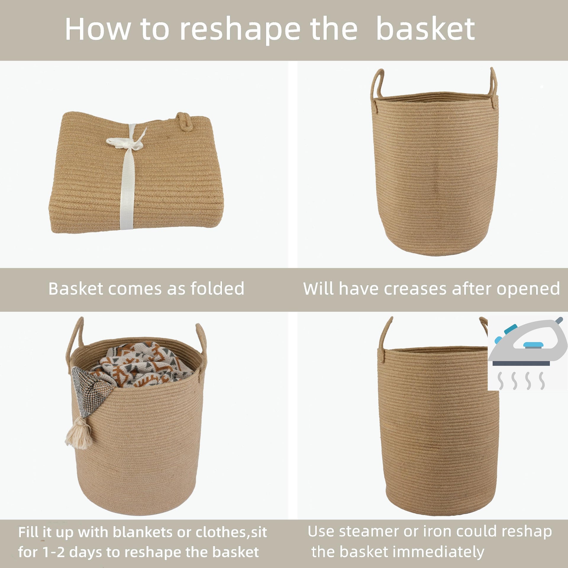 Laundry Basket Laundry Hamper for Clothes Jute Large