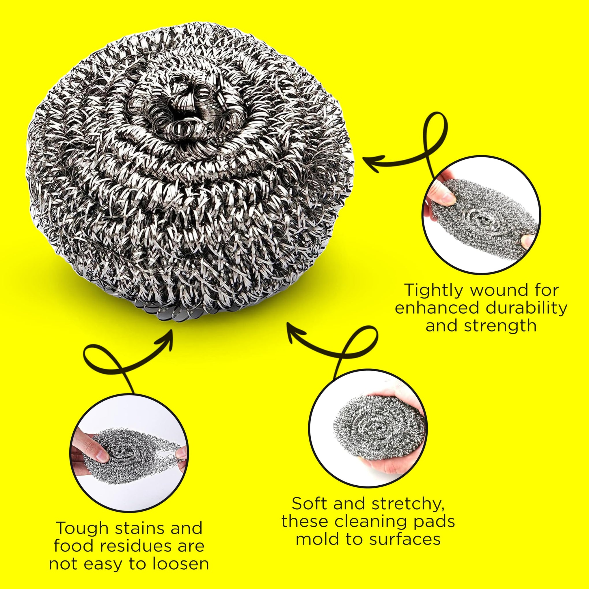 Steel Wool Scrubber Scourer Simba for Cleaning (12 Count)