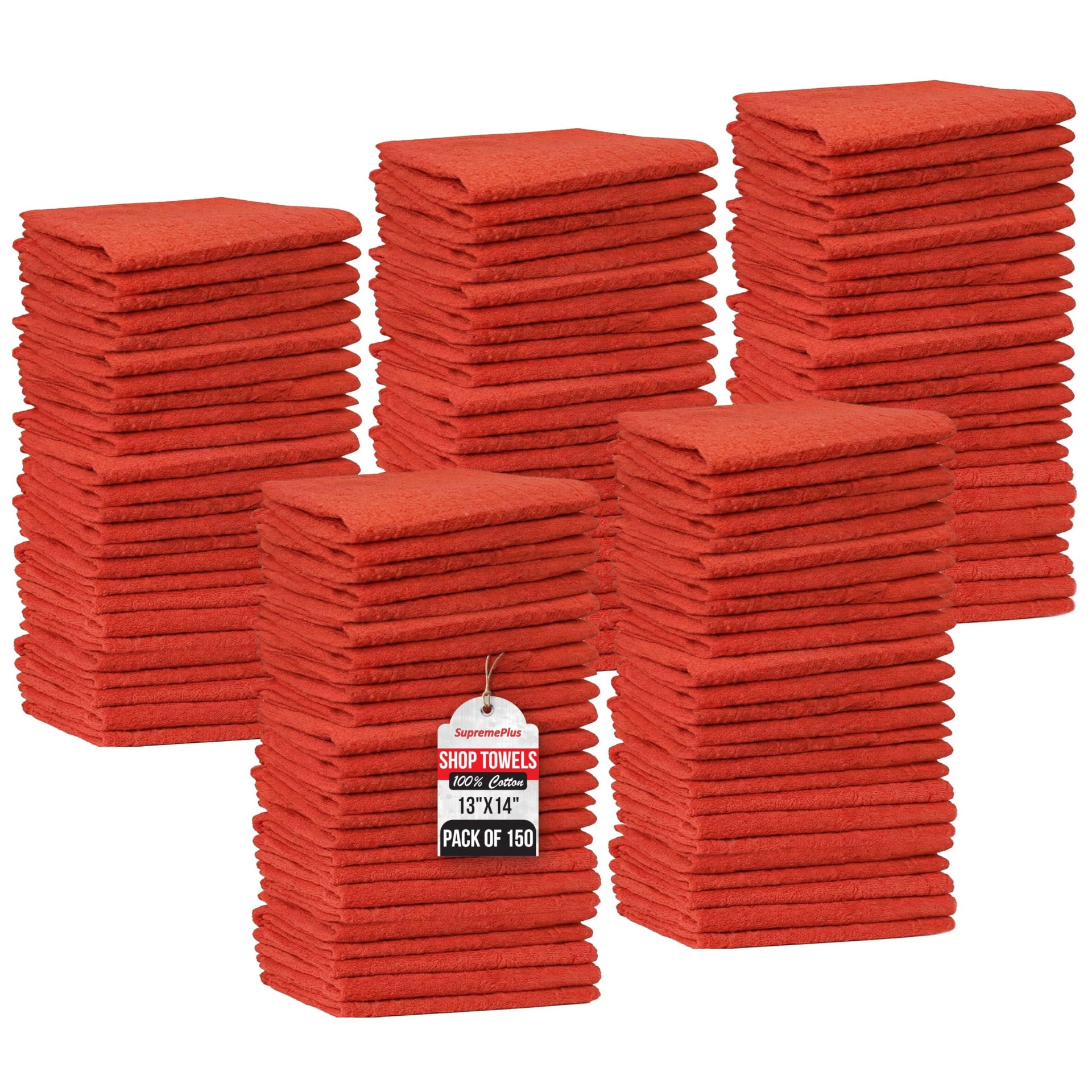 Premium Red 100% Cotton Shop Rags Bulk (150 Count)