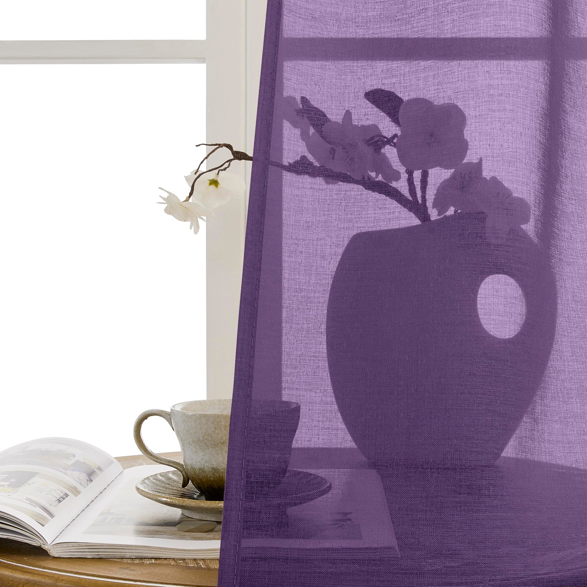 Sheer Door Curtains Closet Linen Textured Curtain Sheers Doorway Light Filtering Voile Patio Glass Door Rod Pocket Curtains French Doors