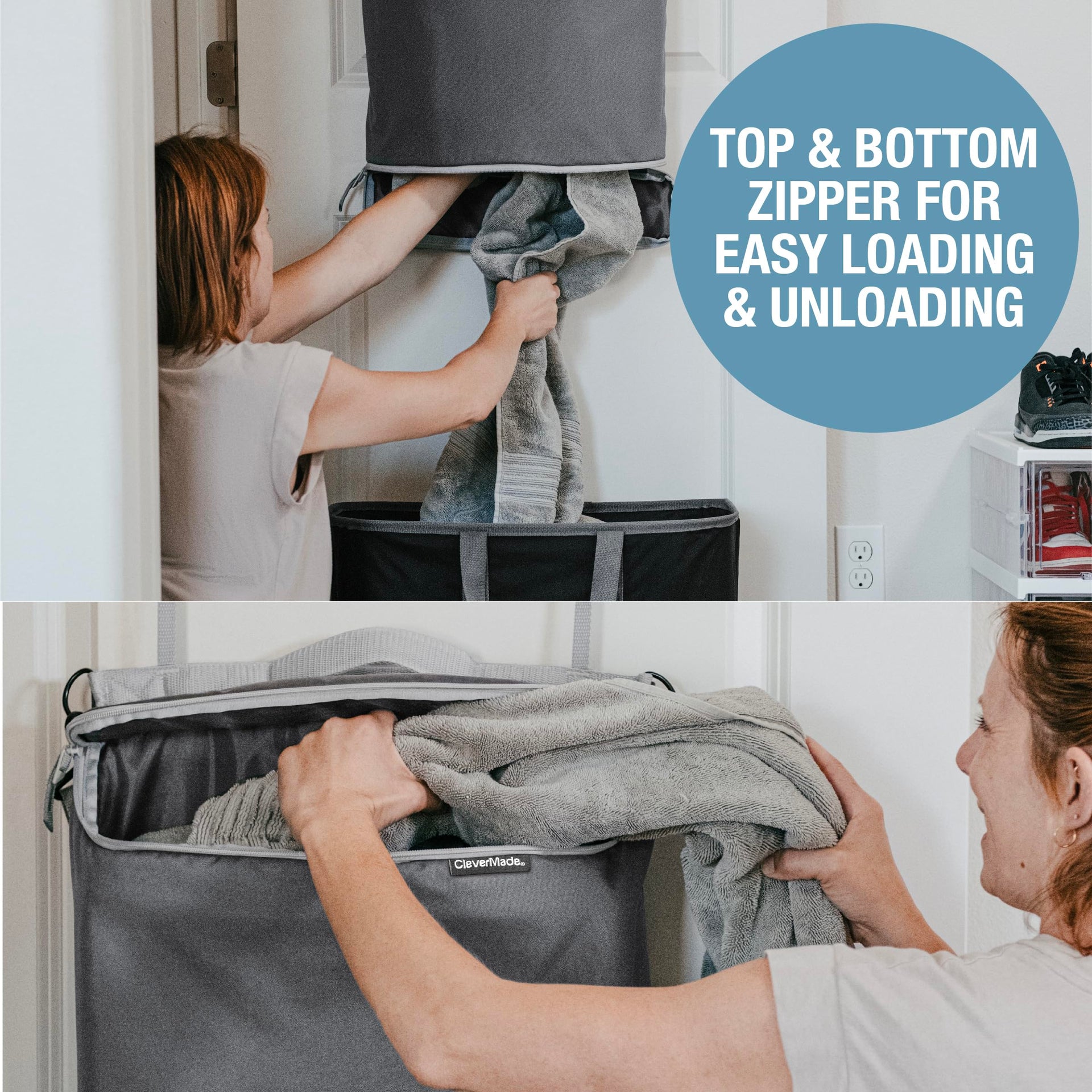 Hanging Laundry Hamper Bag with Over the Door Hooks