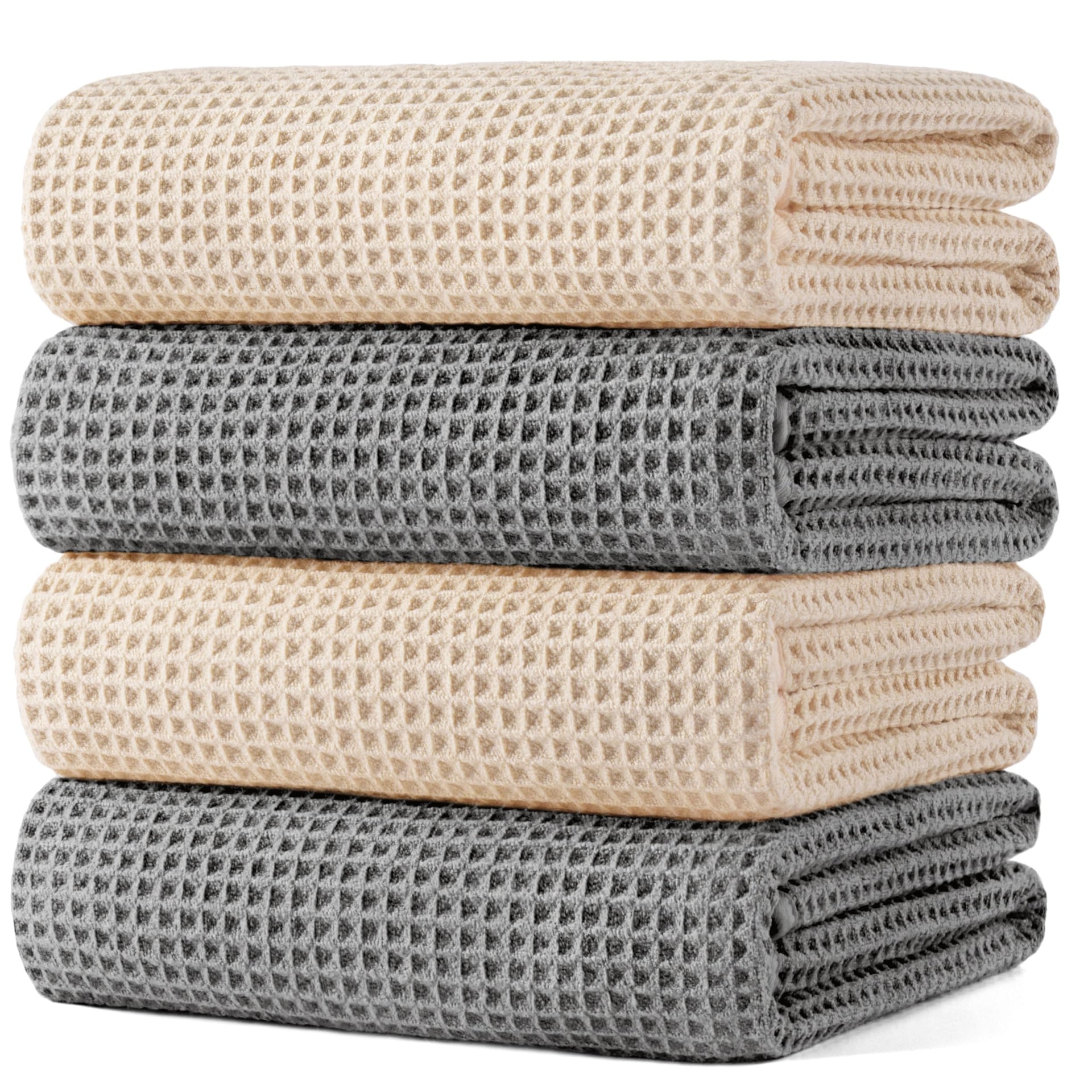 430 GSM Poly Blend Microfiber Quick Dry Waffle Bath Towel (4 Count)