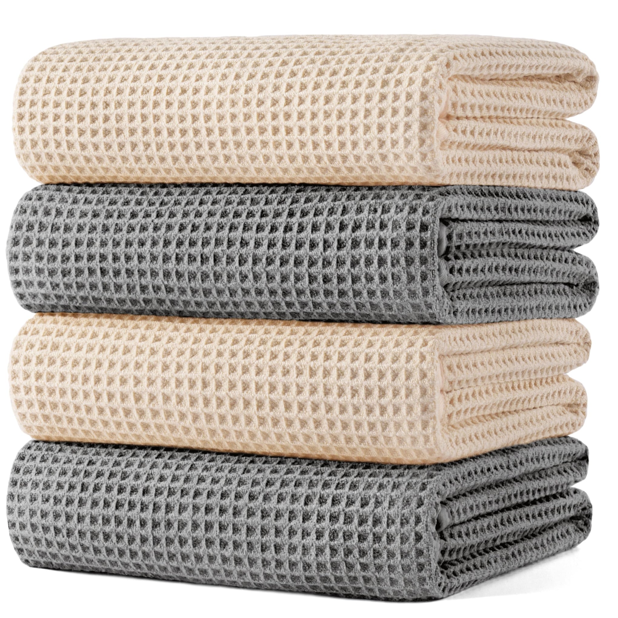 430 GSM Poly Blend Microfiber Quick Dry Waffle Bath Towel (4 Count)